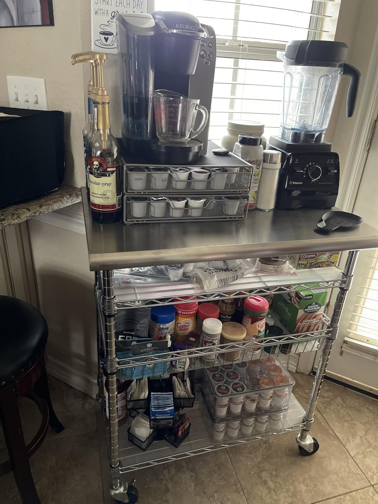 Seville Classics Commercial Work Table Island Utility Cart Prep Station, for Restaurant, Kitchen, Warehouse, Garage, Hotel, Home, Stainless-Steel Top NSF , 24