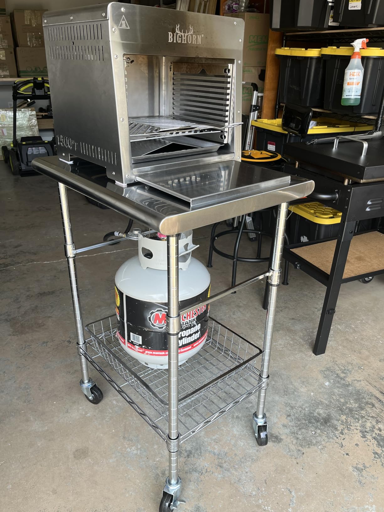 Seville Classics Commercial Work Table Island Utility Cart Prep Station, for Restaurant, Kitchen, Warehouse, Garage, Hotel, Home, Stainless-Steel Top NSF , 24