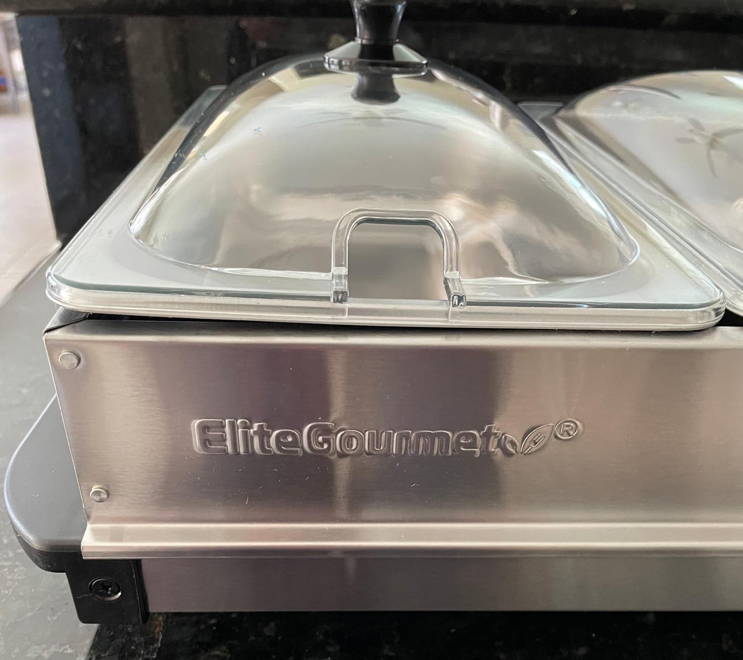 Elite Gourmet EWM-6171 Triple 3 x 2.5 Qt. Trays, Buffet Server, Food Warmer Temperature Control, Clear Slotted Lids, Perfect for Parties, Entertaining & Holidays, 7.5 Qt Total, Stainless Steel customer photo 2