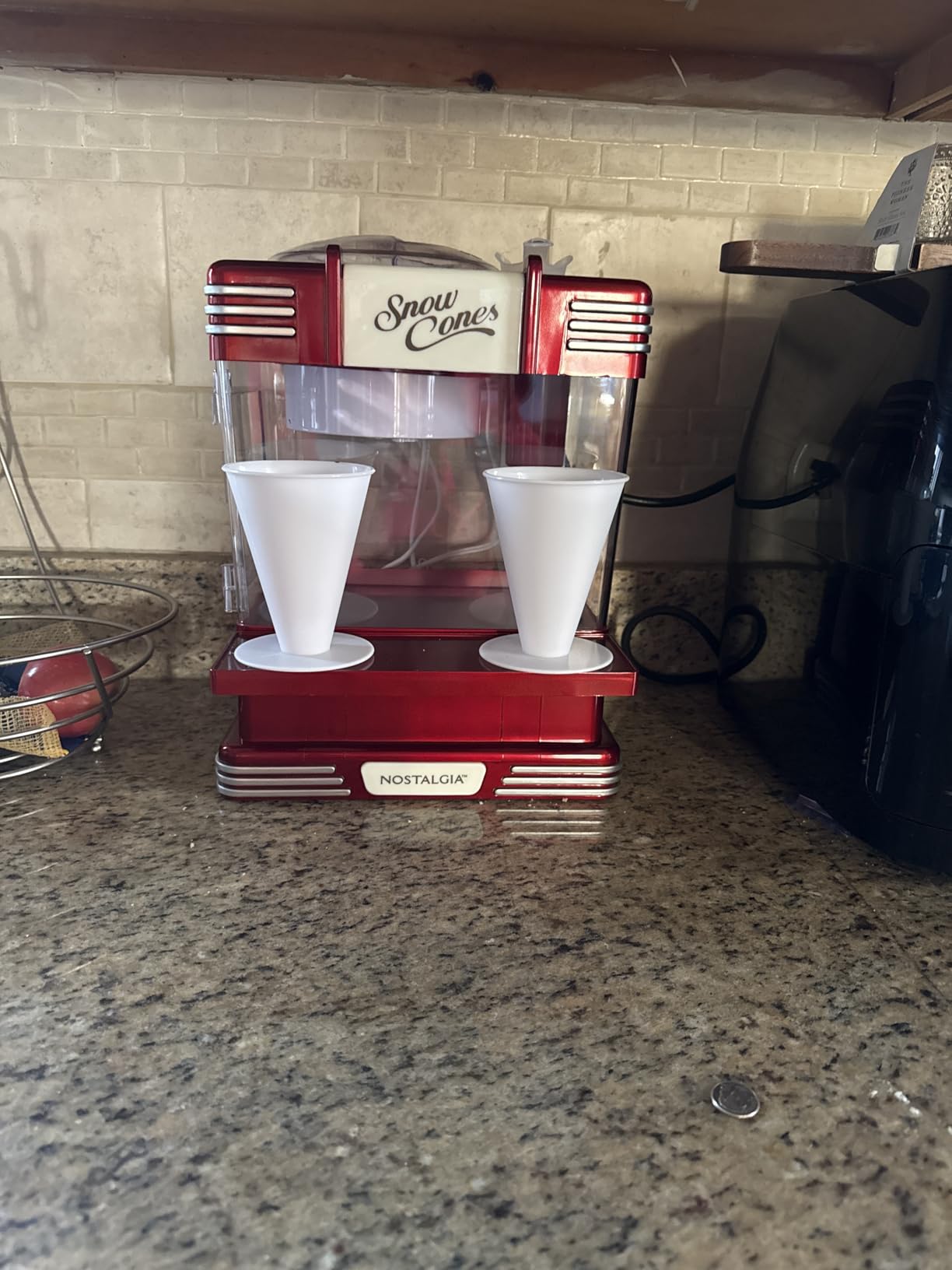 Nostalgia Snow Cone Shaved Ice Machine - Retro Table-Top Slushie Machine Makes 20 Icy Treats - Includes 2 Reusable Plastic Cups & Ice Scoop - Retro Red customer photo 2