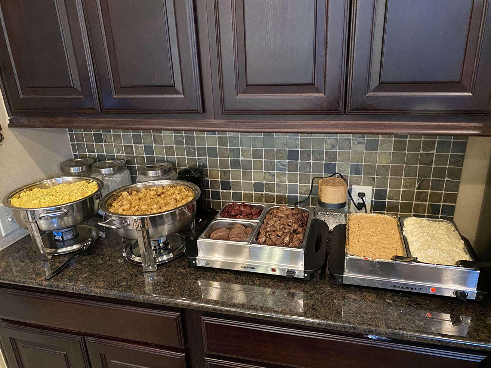 Elite Gourmet EWM-6122 Dual 2 x 2.5 Qt. Trays, Buffet Server, Food Warmer Temperature Control, Clear Slotted Lids, Perfect for Parties, Entertaining & Holidays, 5 Qt Total, Stainless Steel customer photo 2