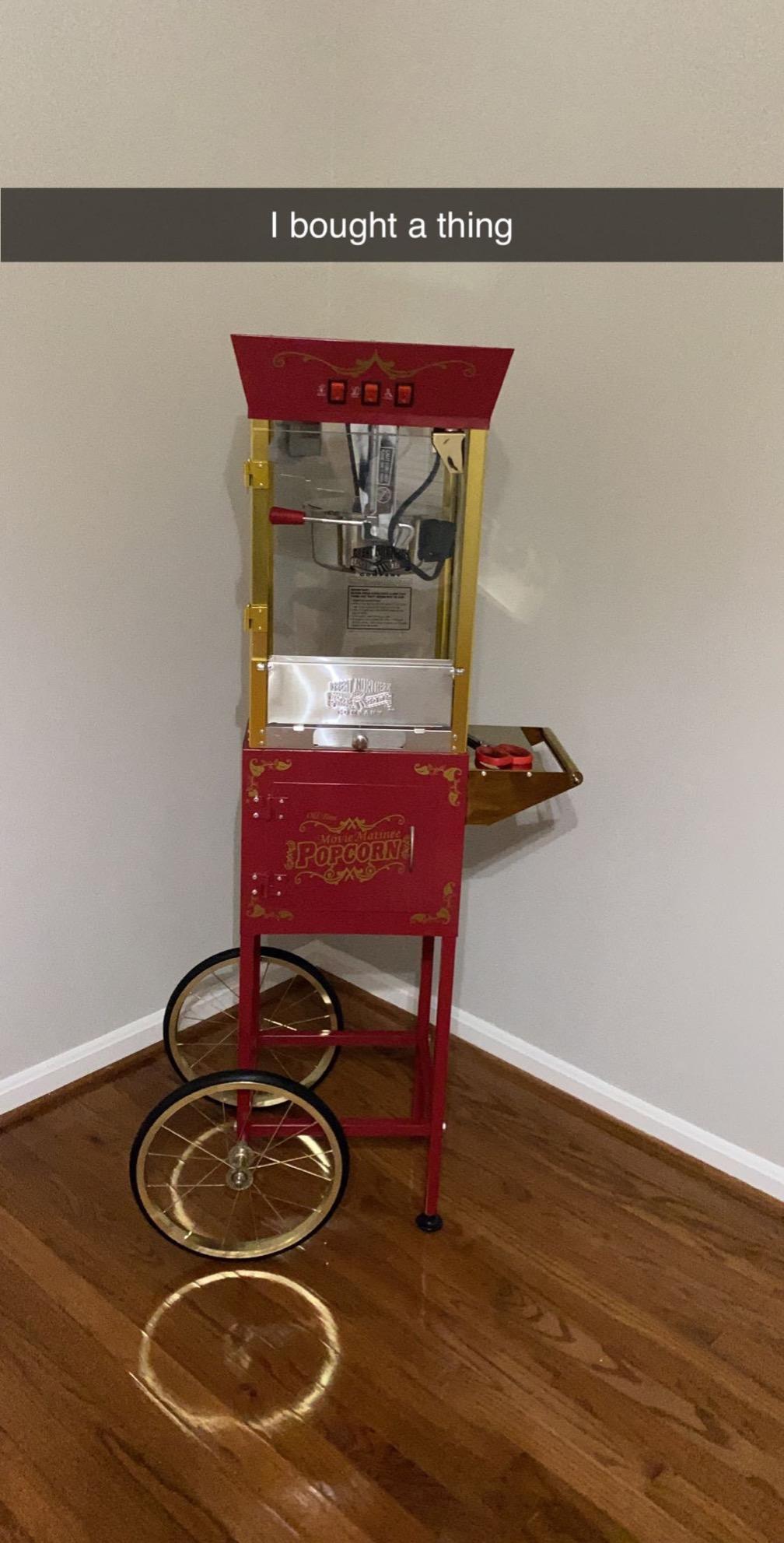 Matinee Popcorn Machine with Cart - 8oz Popper with Stainless-Steel Kettle, Warming Light, and Accessories by Great Northern Popcorn (Red) customer photo 1