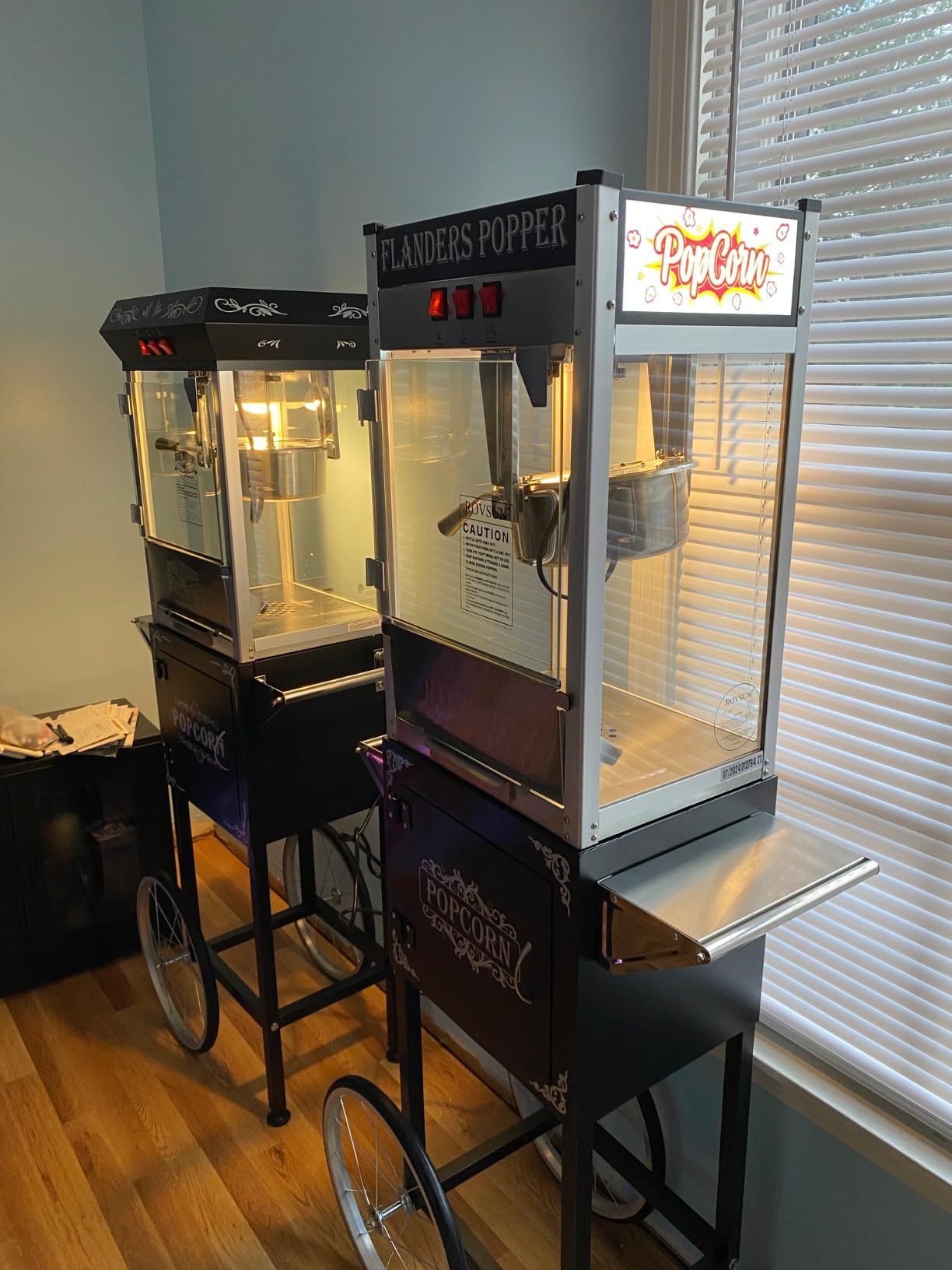 Foundation Popcorn Maker Machine with Cart - 8oz Stainless Steel Kettle Makes up to 48 Cups - Movie Theater Style Vintage Popcorn Machine Cart on Wheels by Great Northern Popcorn (Black) customer photo 2