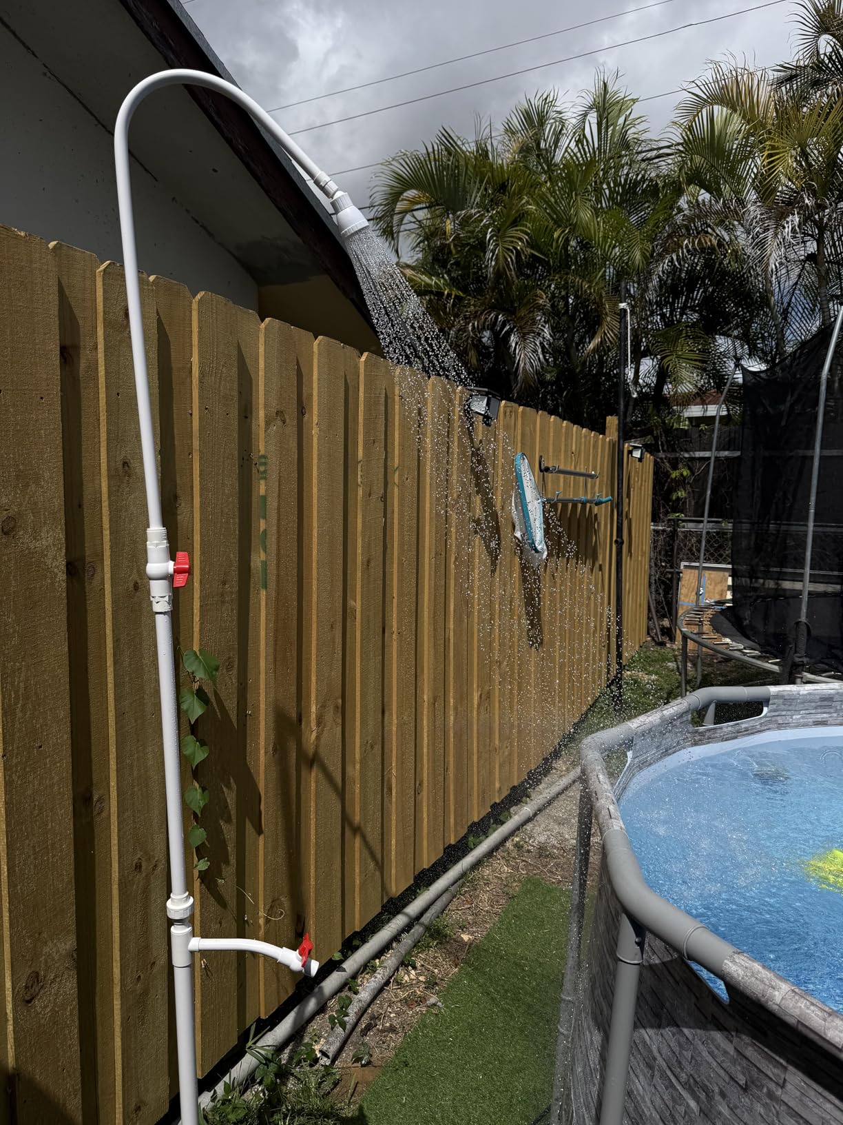 SWIMLINE HYDROTOOLS Tube Style 7 Foot Poolside Shower, Adjustable Head & Foot Tap Spigot With Valve Controls, Standard Garden Hose, Environmentally Friendly, Outdoor Backyard Poolside Beach Spa customer photo 1