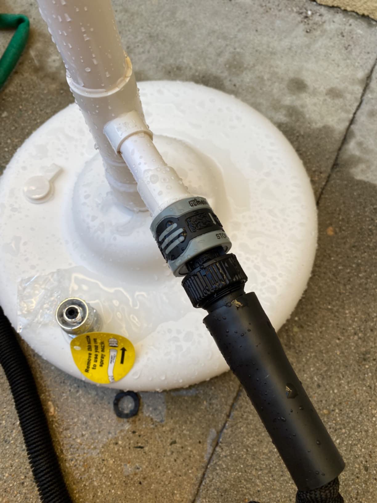 SWIMLINE HYDROTOOLS Tube Style 7 Foot Poolside Shower, Adjustable Head & Foot Tap Spigot With Valve Controls, Standard Garden Hose, Environmentally Friendly, Outdoor Backyard Poolside Beach Spa customer photo 2