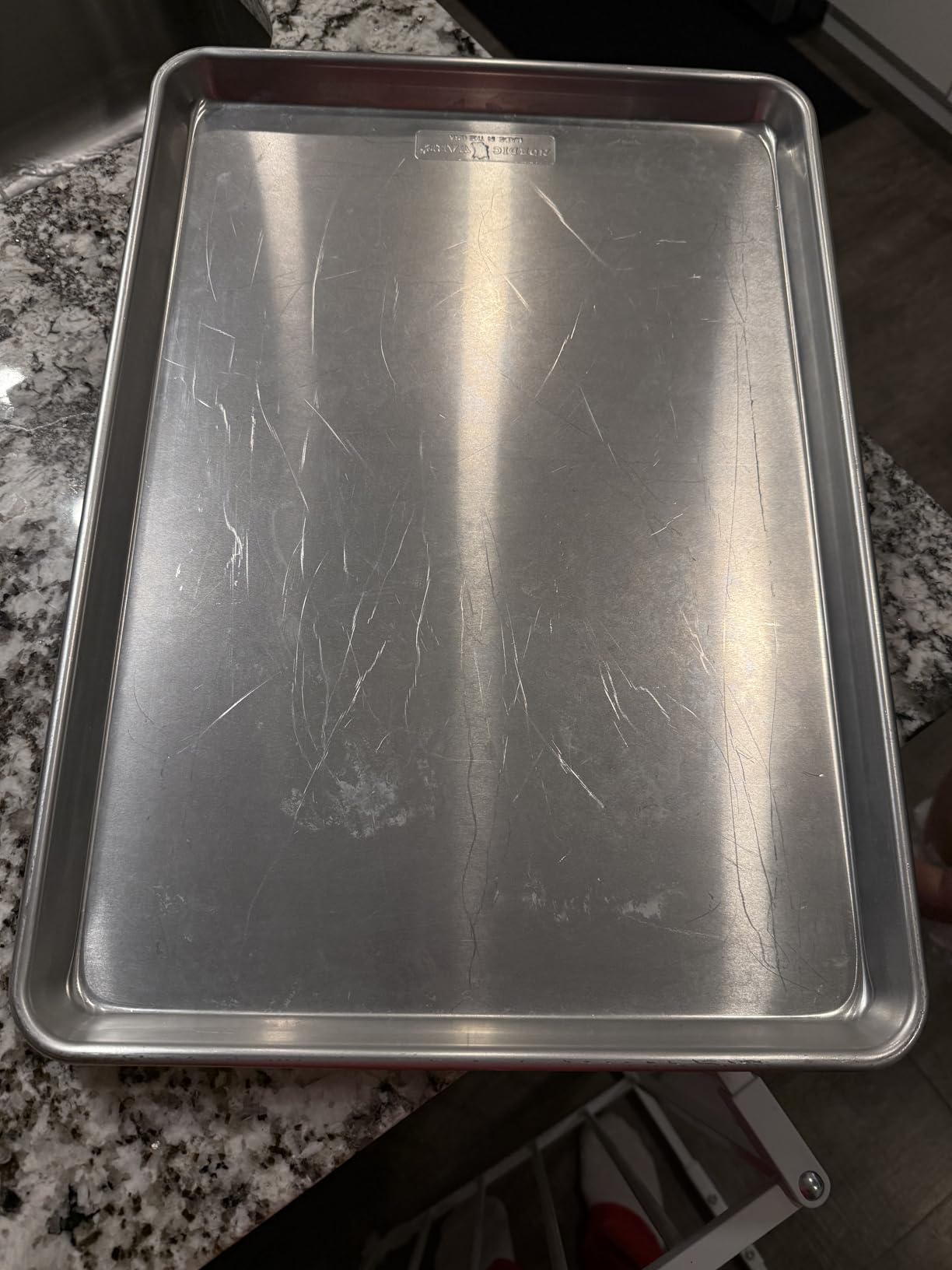 Nordic Ware Extra Large Baking Sheet, 21 x 15 inches, XL Big sheet pan Natural Uncoated Aluminum, Reinforced Steel Rim Prevents Warping, 1pk Big Sheet customer photo 1