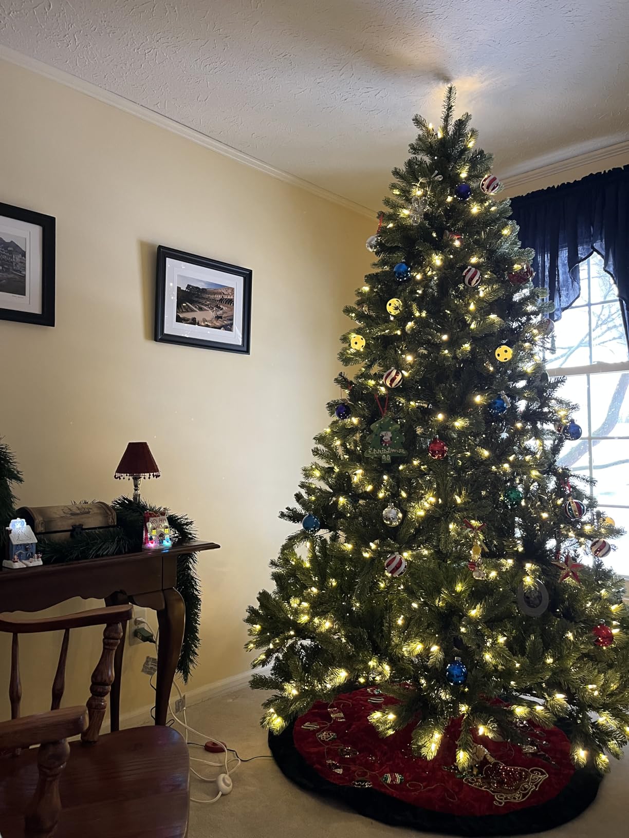 Pre-Lit 'Feel Real' Artificial Full Downswept Christmas Tree, Green, Douglas Fir, Dual Color LED Lights, 7.5 feet customer photo 1