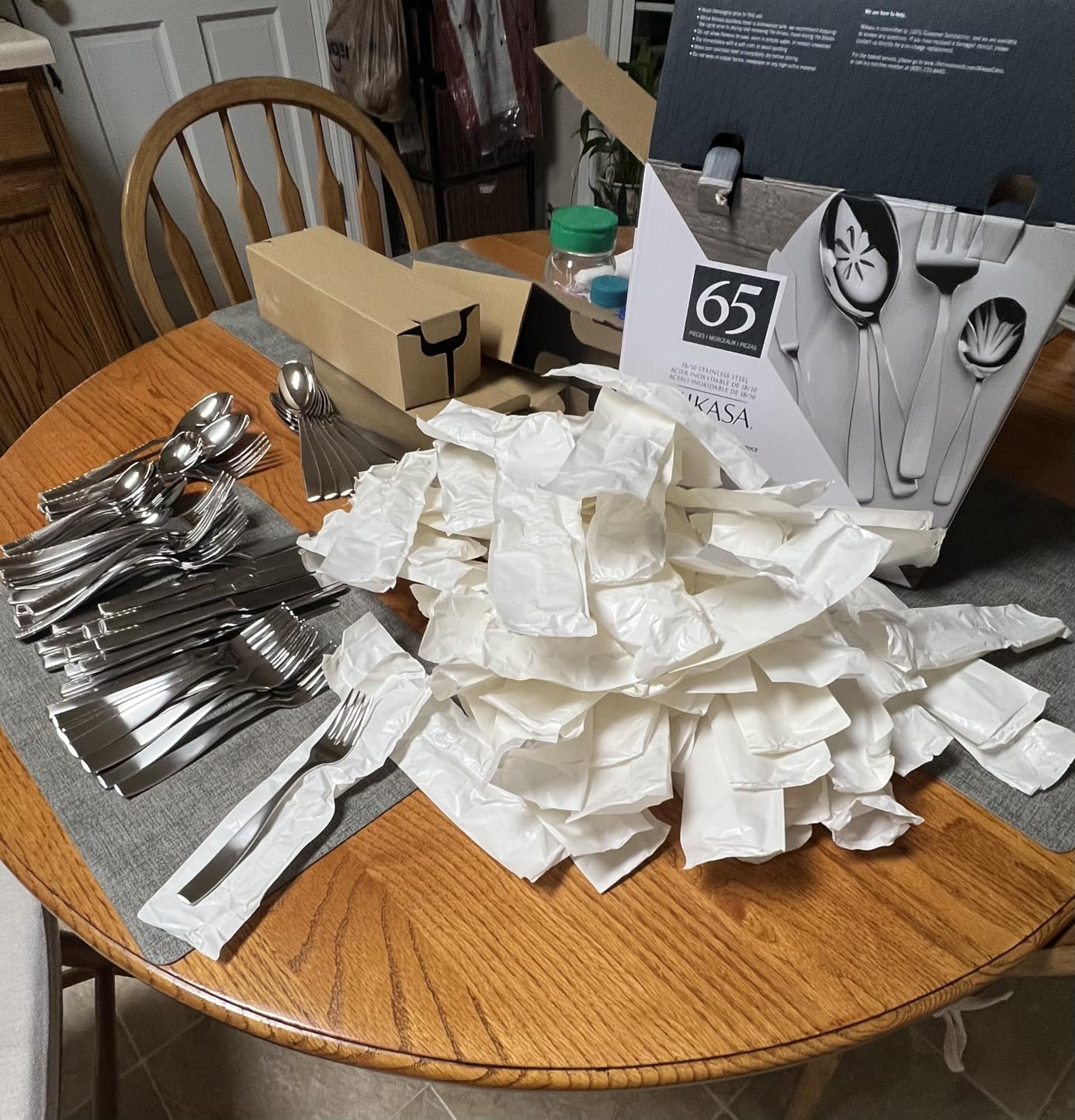 Mikasa Satin Loft 65-Piece Flatware Set for 12, 18/10 Stainless Steel Silverware with Forks, Knives, Spoons, and Serving Utensils, Durable and Elegant Design customer photo 2