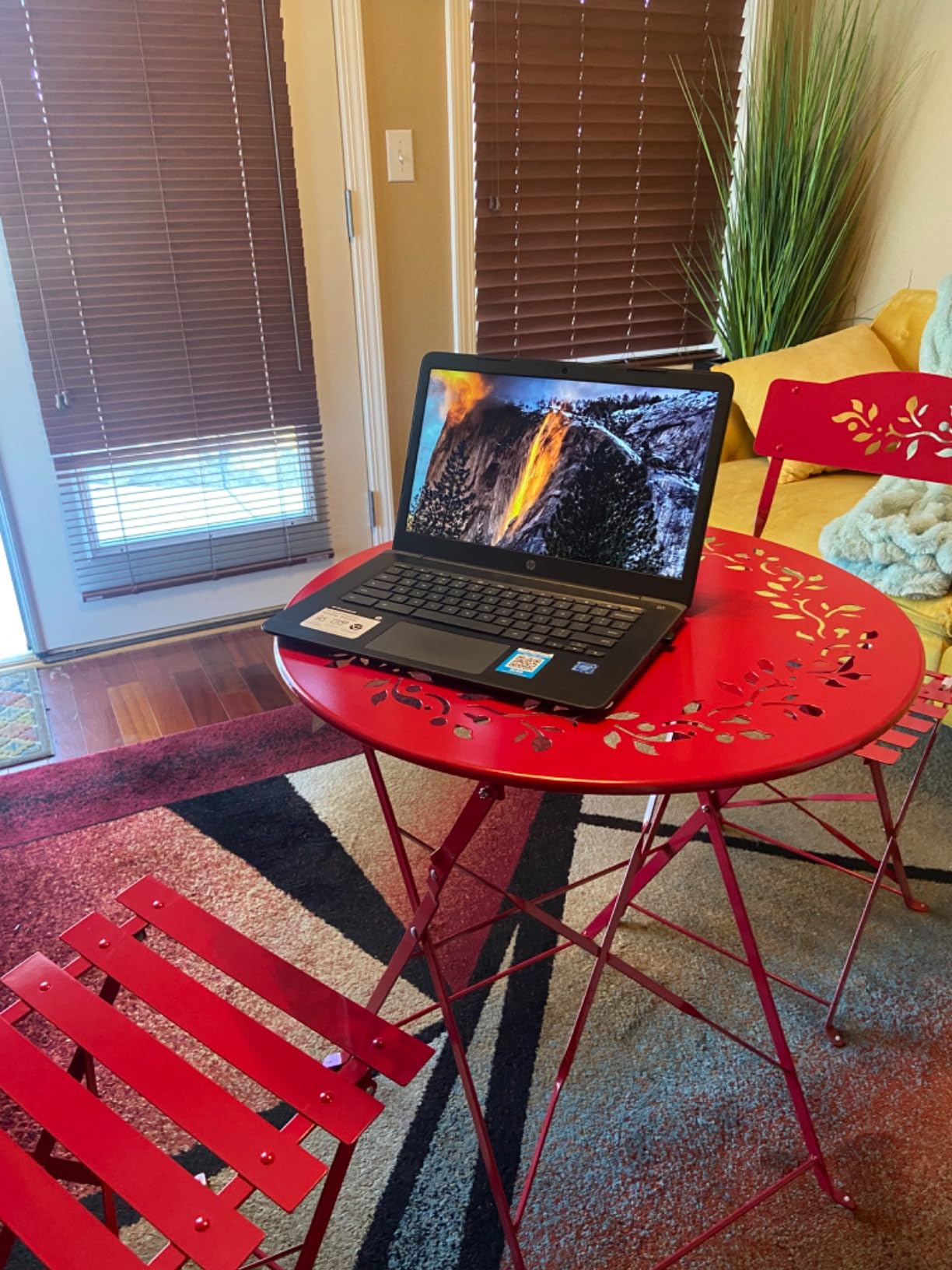 Alpine Corporation Indoor/Outdoor 3-Piece Bistro Set Folding Table and Chairs Patio Seating, Red customer photo 2