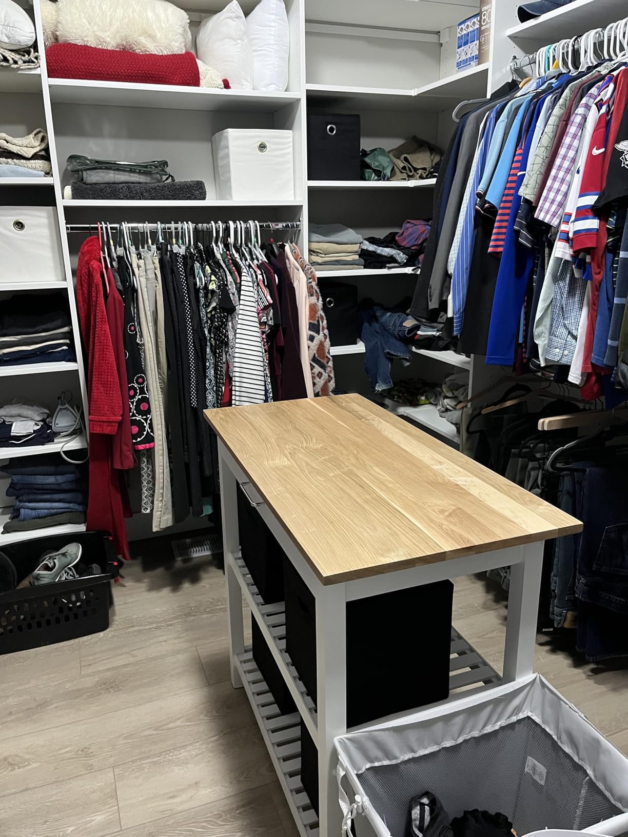 Casual Home Kitchen Island with Solid American Hardwood Top, Natural/White, 40