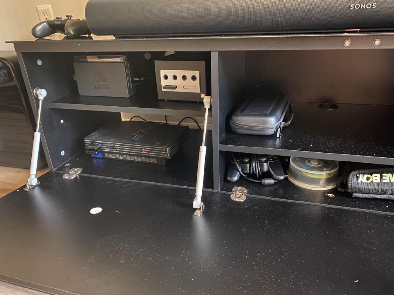 SONOROUS ST-160 Premium TV Stand with Black Wood & Black Wood Cover - Luxury Entertainment Center & Media Console for Living Room - High Gloss Modern TV Cabinet up to 75 Inches customer photo 1