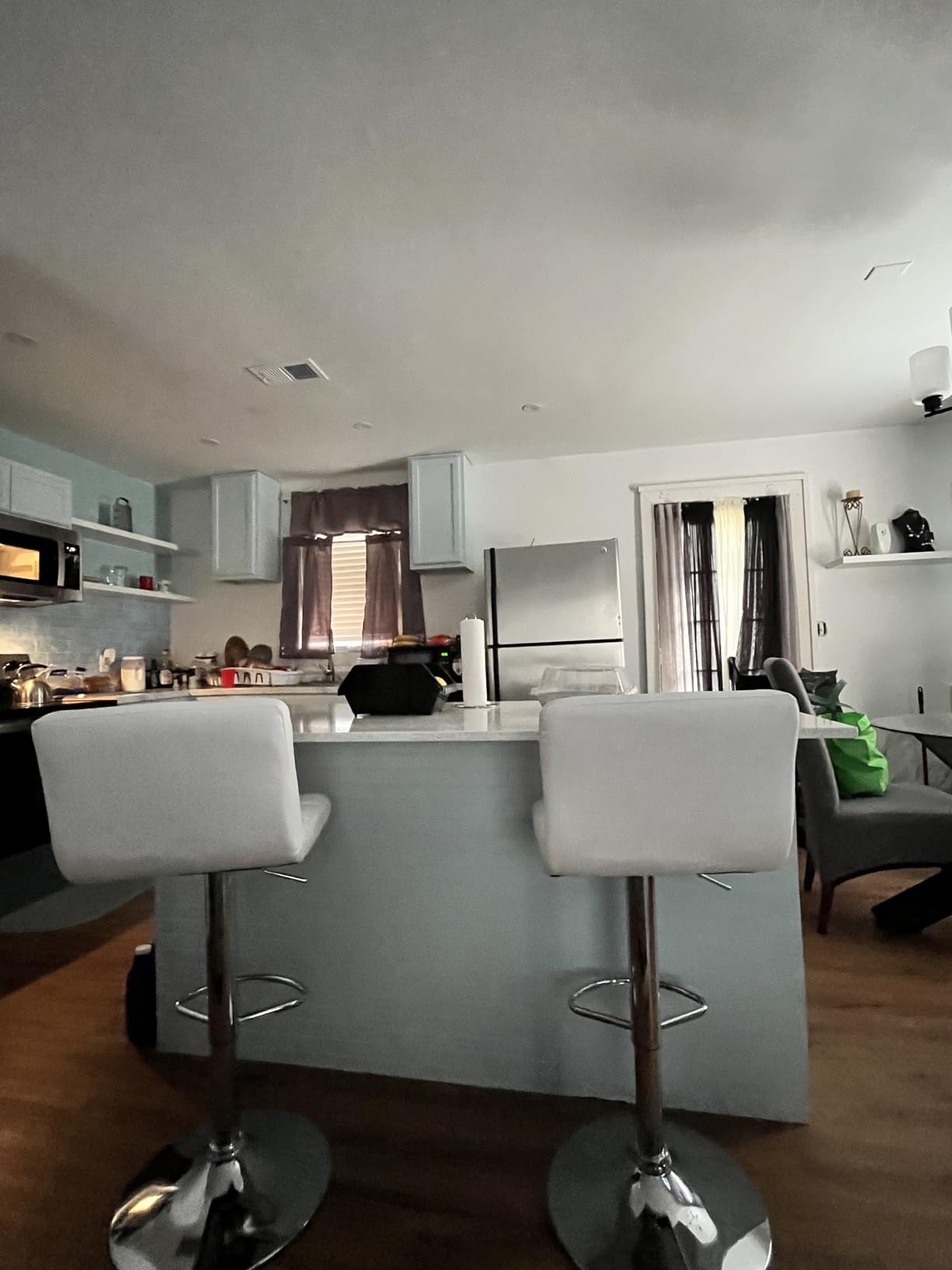 Homall Bar Stools Modern PU Leather Adjustable Swivel Barstools, Armless Hydraulic Kitchen Counter Bar Stool Extra Height Square Island Barstool with Back Set of 2 (Leather, Black) customer photo 2