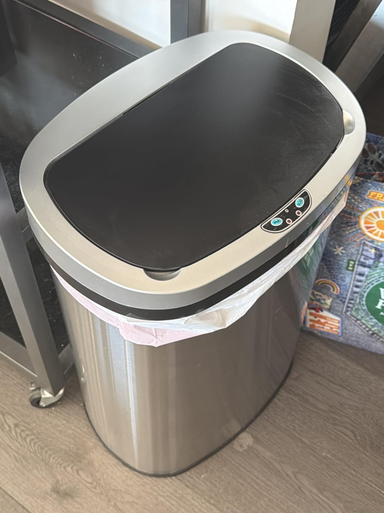 BestOffice | 13 Gallon Trash Can with Lid | Automatic Touchless Garbage Can | Odor Control | Modern Oval Design | Easy to Clean | Stainless Steel | Fits Any Kitchen, Bathroom, Office or Home customer photo 1