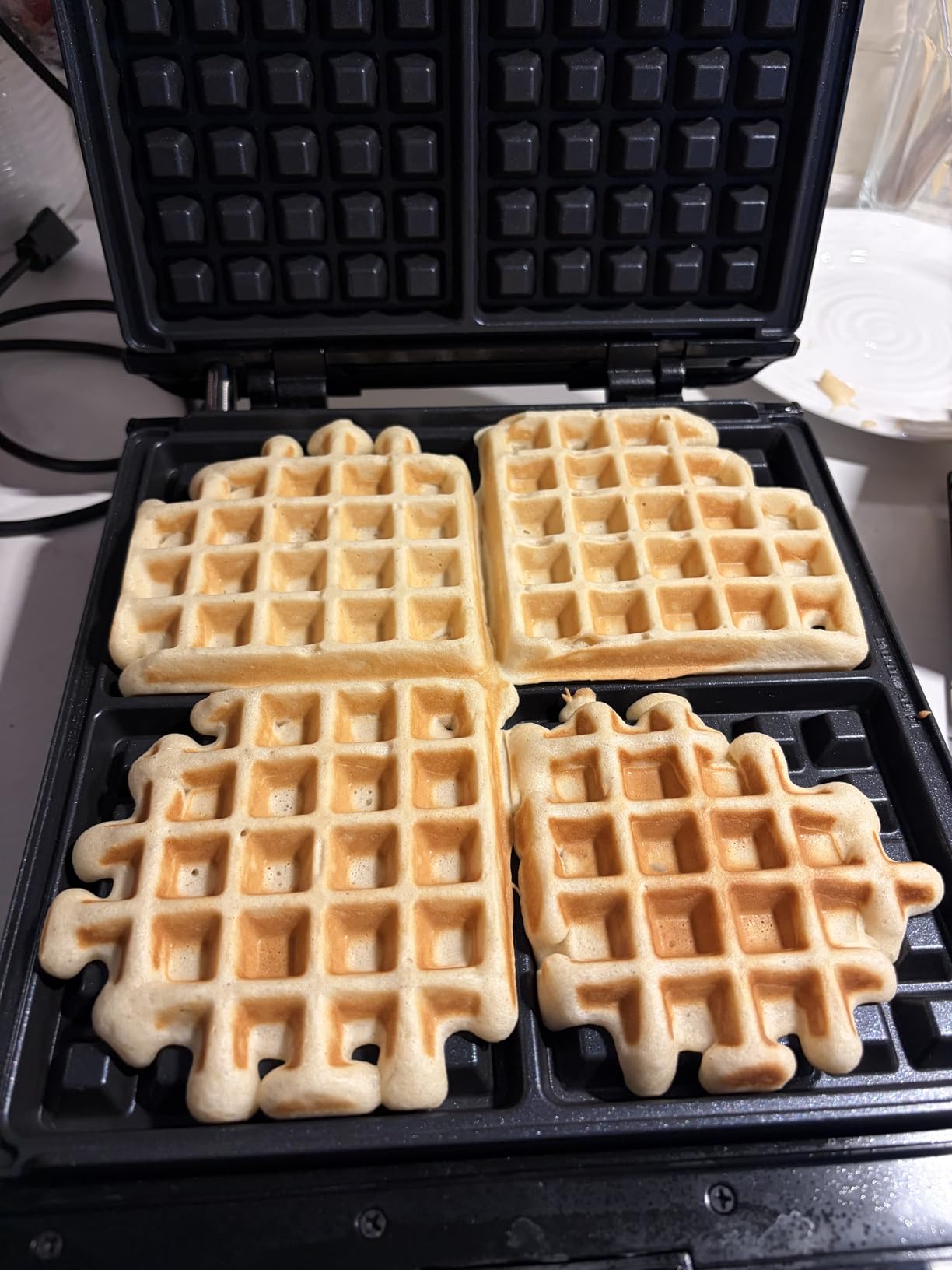 KRUPS 4-Slice Belgian Waffle Maker: Stainless Steel, 5 Browning Levels, Audible Ready Beep, Removable Plates, 1200W, Silver/Black, Large Waffle Maker Family Size, Great for Family Breakfasts customer photo 2