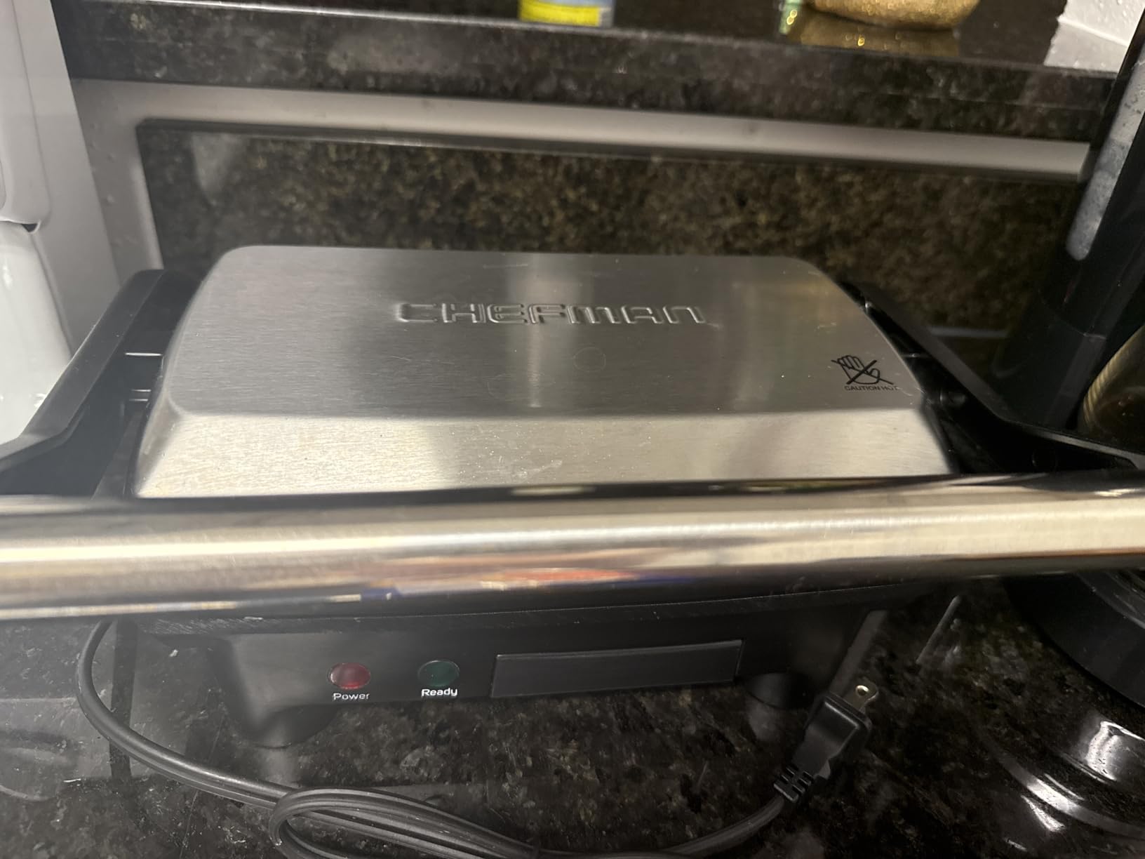 Chefman Electric Panini Press Grill, Compact 2-Slice Sandwich Maker, Non-Stick Coated Plates, Opens 180 Degrees, Dishwasher Safe, Removable Drip Tray, Stainless Steel/Black customer photo 2