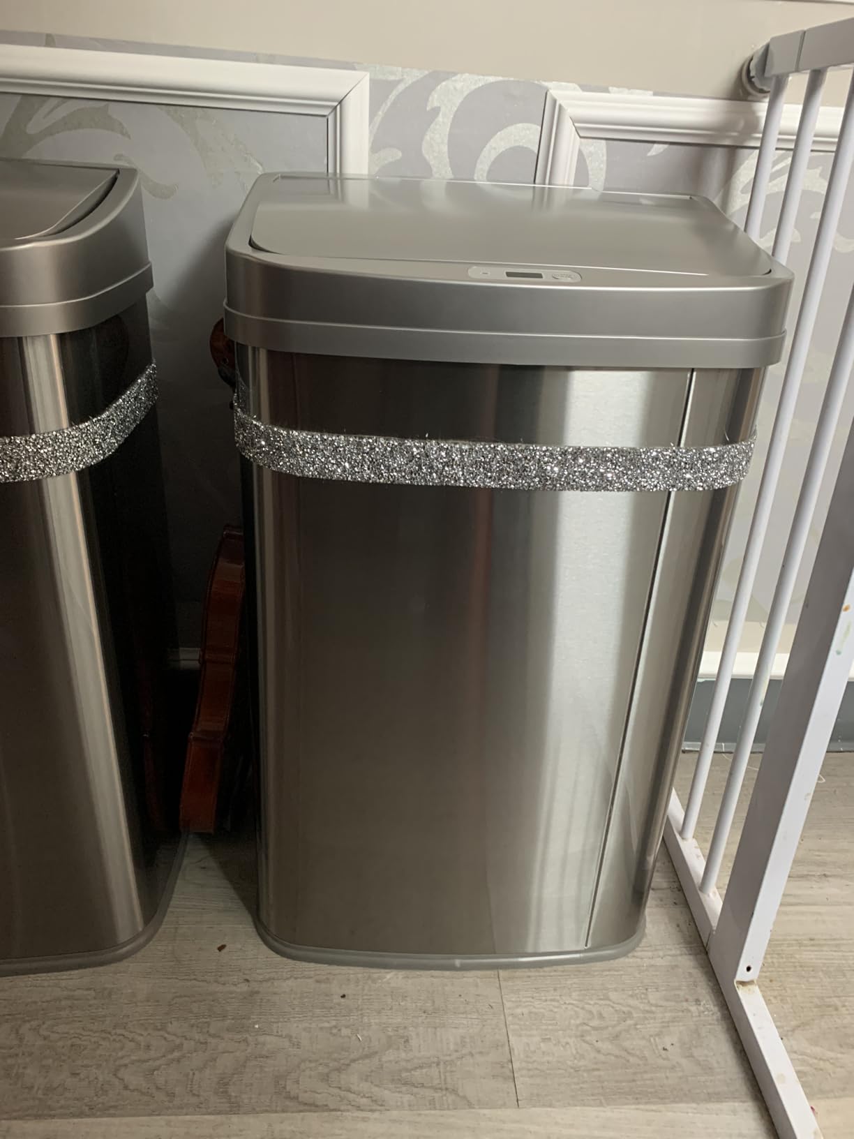 Ninestars Automatic Touchless Motion Sensor Rectangular Trash Can 13.2 Gallons, 50L, Silver, 13 Gal. 50 L, Silver Trim customer photo 1