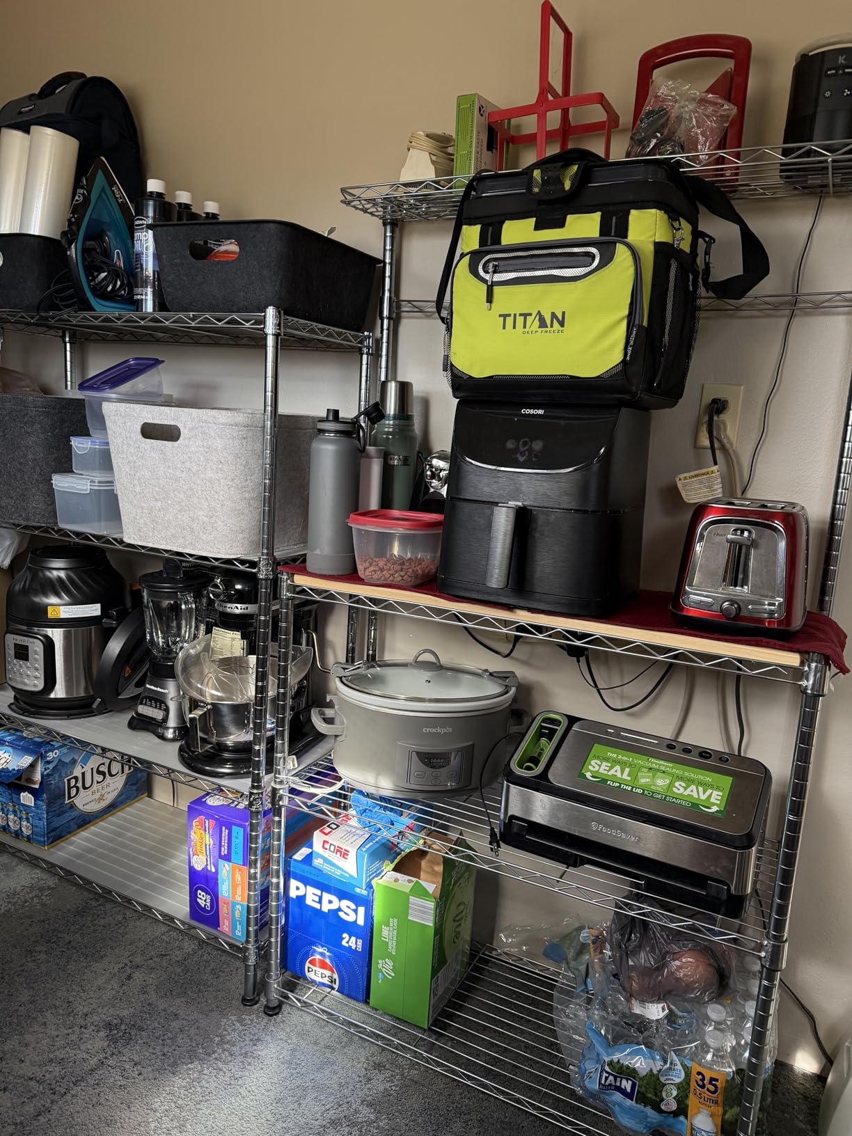 Amazon Basics 3 Tier Kitchen Bakers Rack with Storage, Removeable Top, Wood/Chrome, 14