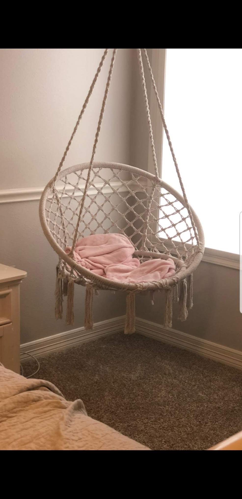 Sorbus Stylish Boho Swing Chair - Premium Cotton Ceiling Swing for Durability, Decorative Macrame Hanging Hammock Chair - Use Indoor, Outdoor Chair, Patio Porch, Garden, Meditation, Gifts- Max 250Lbs customer photo 1