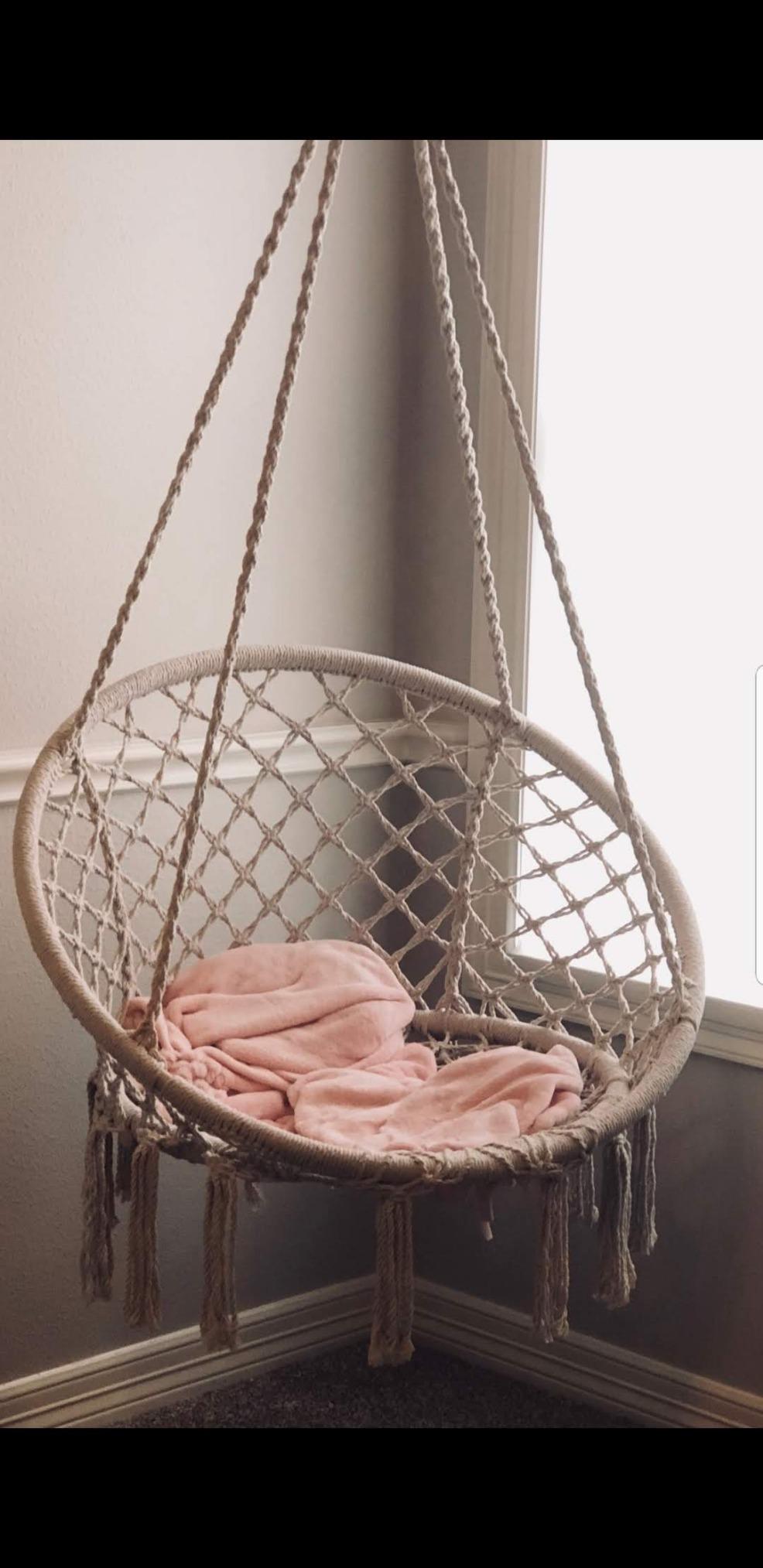 Sorbus Stylish Boho Swing Chair - Premium Cotton Ceiling Swing for Durability, Decorative Macrame Hanging Hammock Chair - Use Indoor, Outdoor Chair, Patio Porch, Garden, Meditation, Gifts- Max 250Lbs customer photo 2