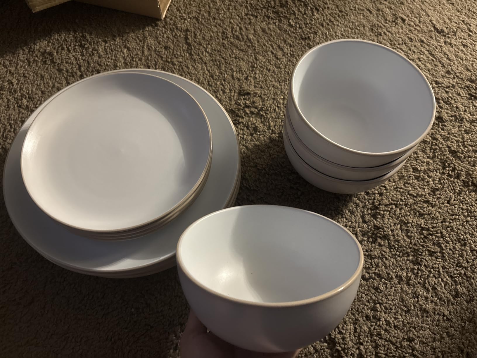 Gibson Home Rockaway 12-Piece Stoneware Dinnerware Set, Matte Finish, Service for 4, Modern Ceramic Plates and Bowls, Microwave & Dishwasher Safe - Soft Gray - Service for 4 customer photo 2