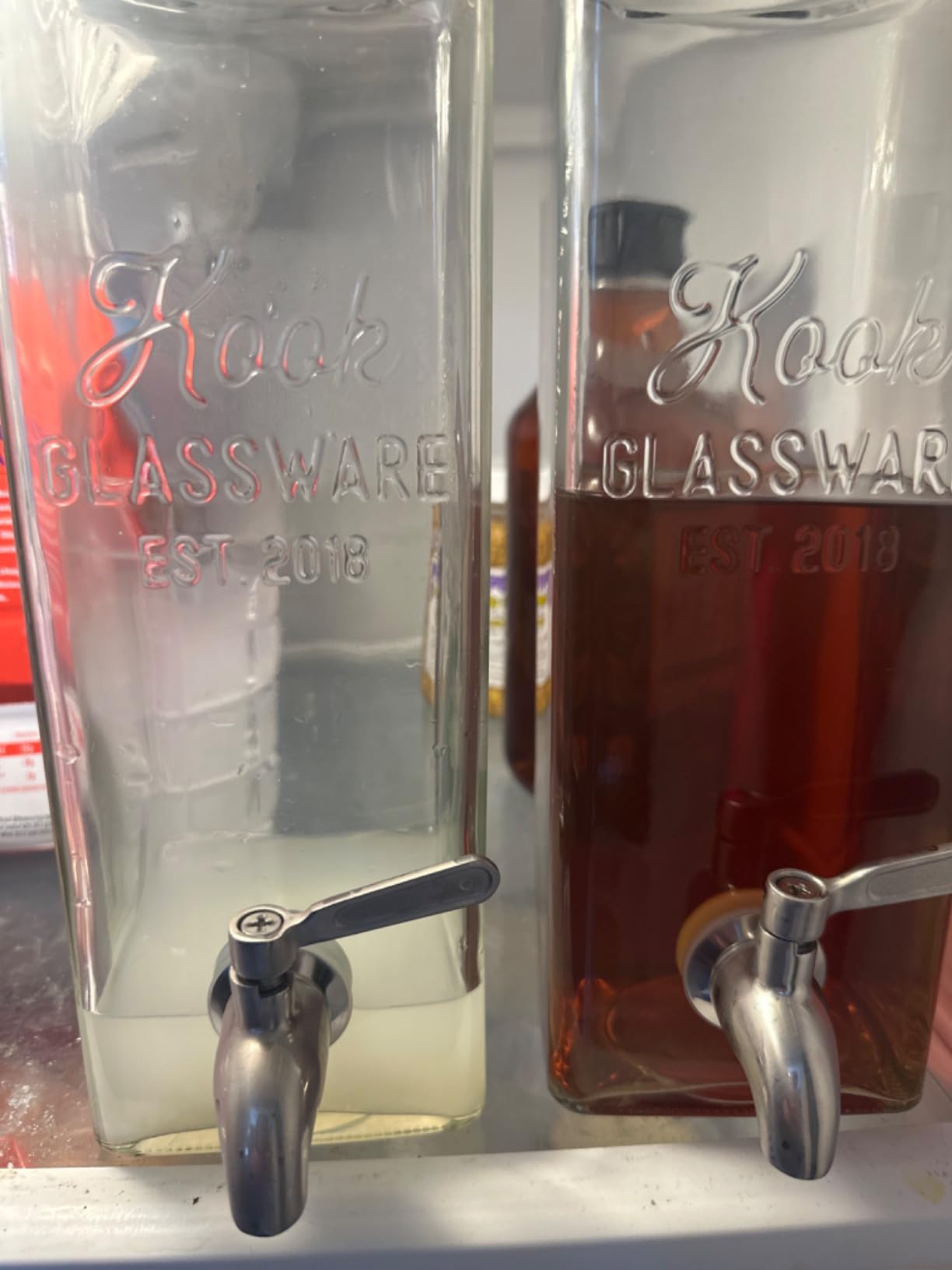 Kook Drink Dispenser, 80 oz, Water Dispenser Countertop, Glass Drink Dispenser, Beverage dispenser, with Leak-Proof Spigot, Clear Rectangular Jar, Storage for Party, Fridge, for Water, Iced Tea customer photo 1