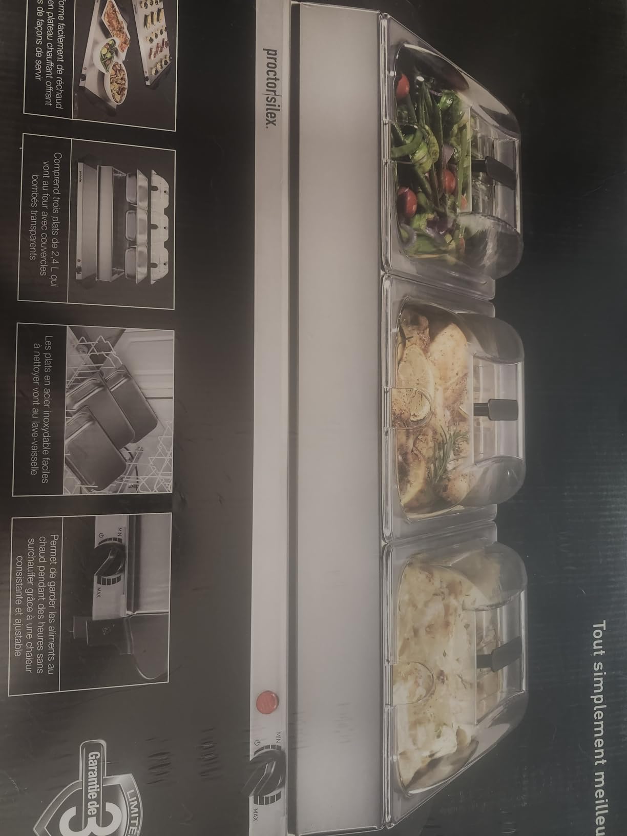 Proctor Silex Buffet Server & Food Warmer, Adjustable Heat, for Parties, Holidays and Entertaining, Three 2.5 Quart Oven-Safe Chafing Dish Set, Stainless Steel customer photo 2