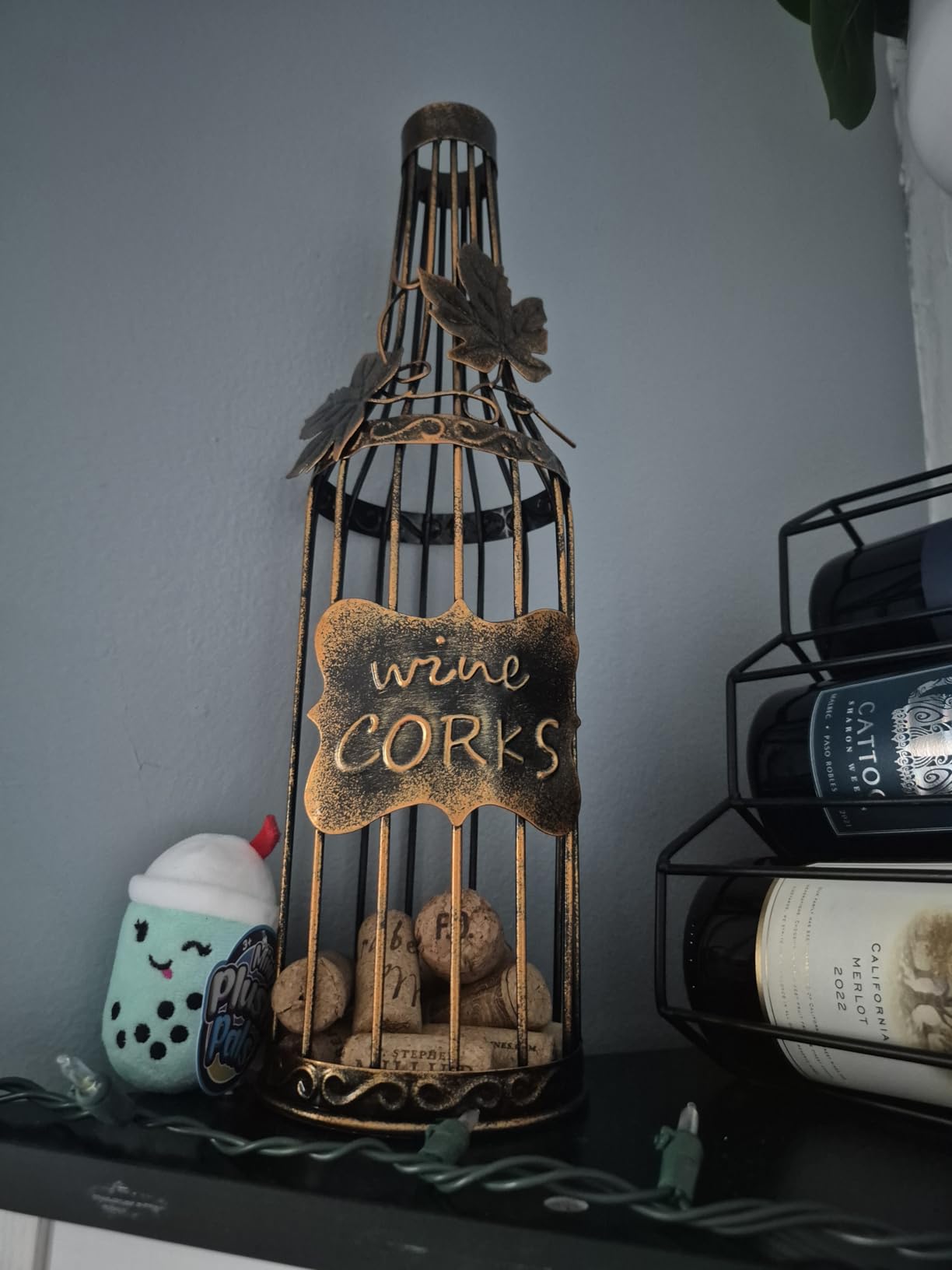 True Display Wine Kitchen, Barrel Cage Holder Collector Decorative Vino Cork Storage Box Container Gift, Set of 1, Brown customer photo 2