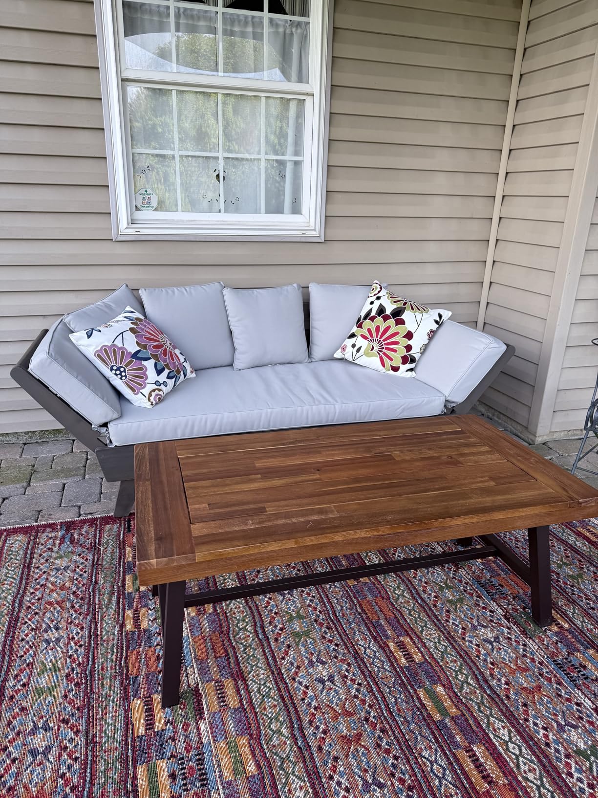 Christopher Knight Home Carlisle Outdoor Acacia Wood Coffee Table, Sandblast/Rustic Metal customer photo 1