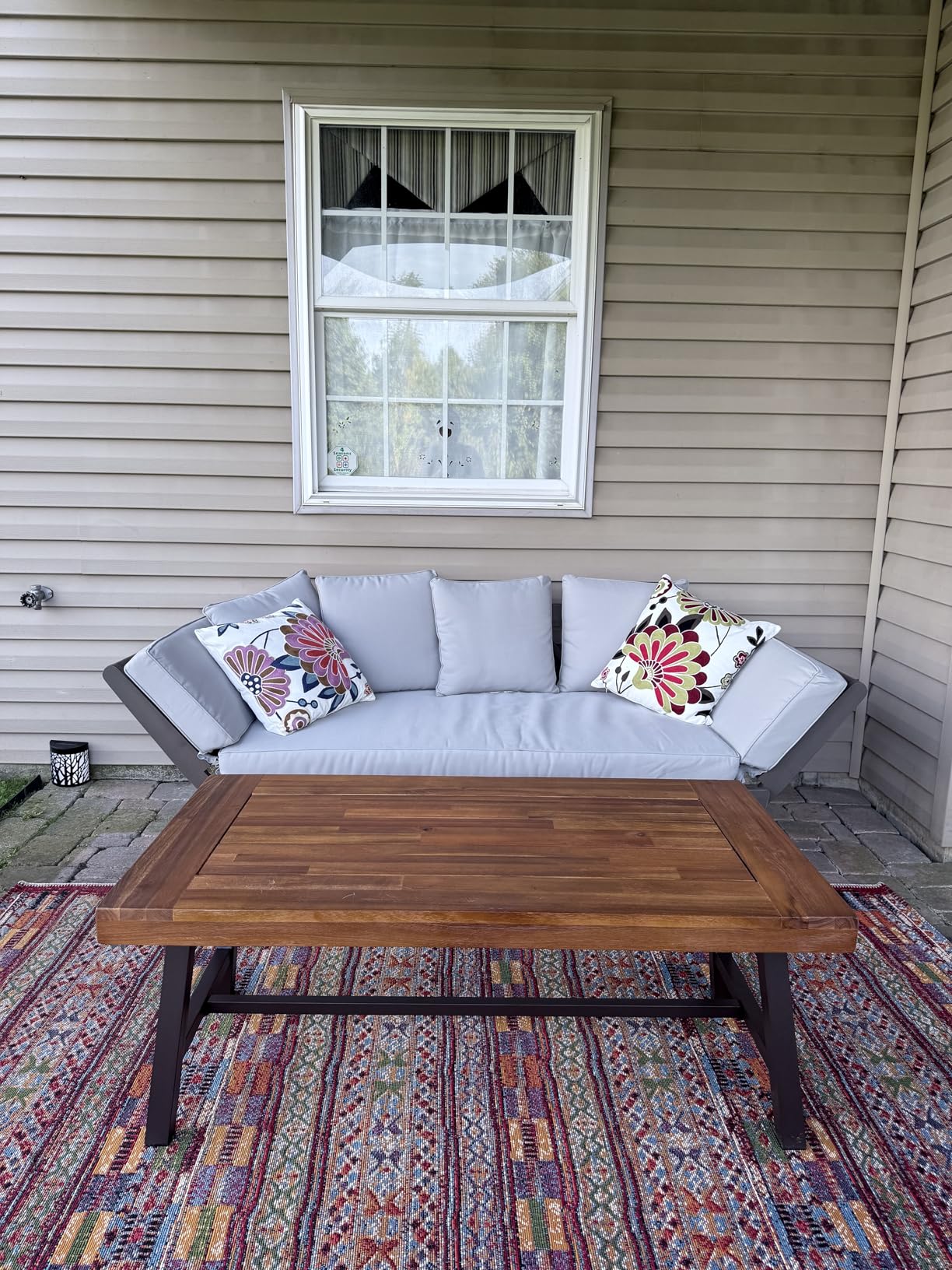 Christopher Knight Home Carlisle Outdoor Acacia Wood Coffee Table, Sandblast/Rustic Metal customer photo 2