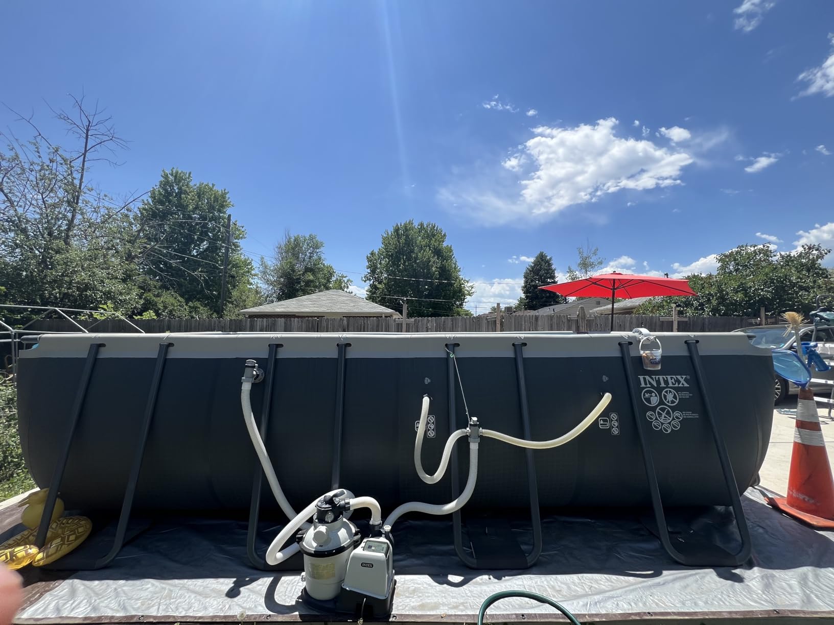 INTEX Ultra XTR 18 ft x 9 ft 52 in Above Ground Pool Set, Rectangular Swimming Pool with Steel Frame, 1500 GPH Sand Filter Pump, Ladder, Cover, & Ground Cloth customer photo 1