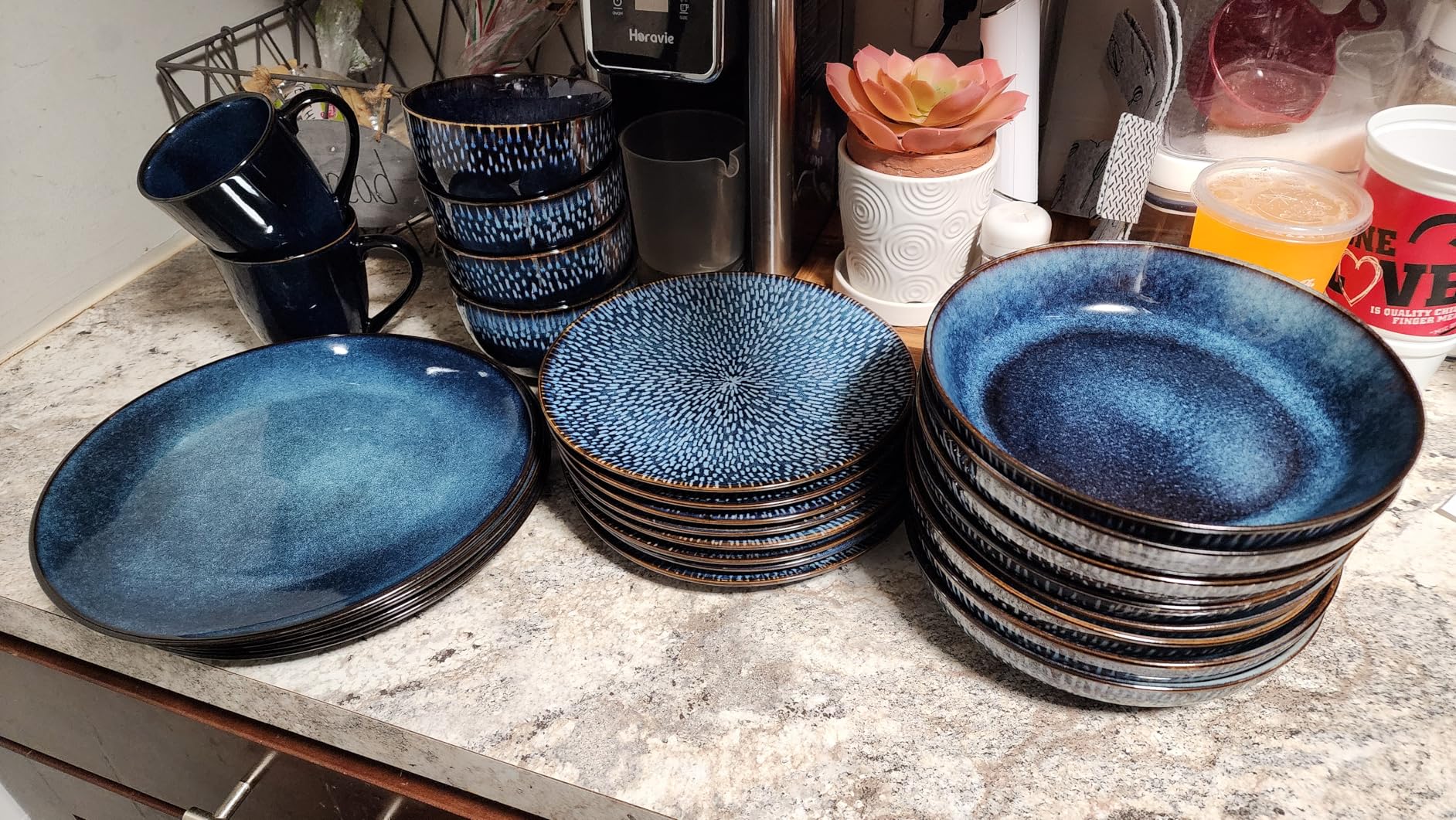 Gibson Elite Embossed Bone China 16-Piece Double Bowl Dinnerware Set, Service for 4 - White Elegant Plates and Bowls customer photo 1