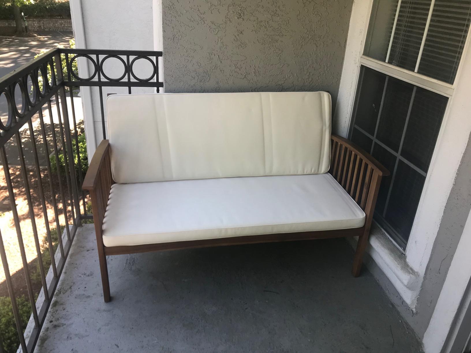 Christopher Knight Home Grace Outdoor Acacia Wood Loveseat, Brown Patina Finish and Cream customer photo 1