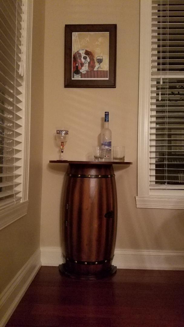 Vintiquewise Wooden Wine Barrel Console, Bar End Table Lockable Cabinet customer photo 1