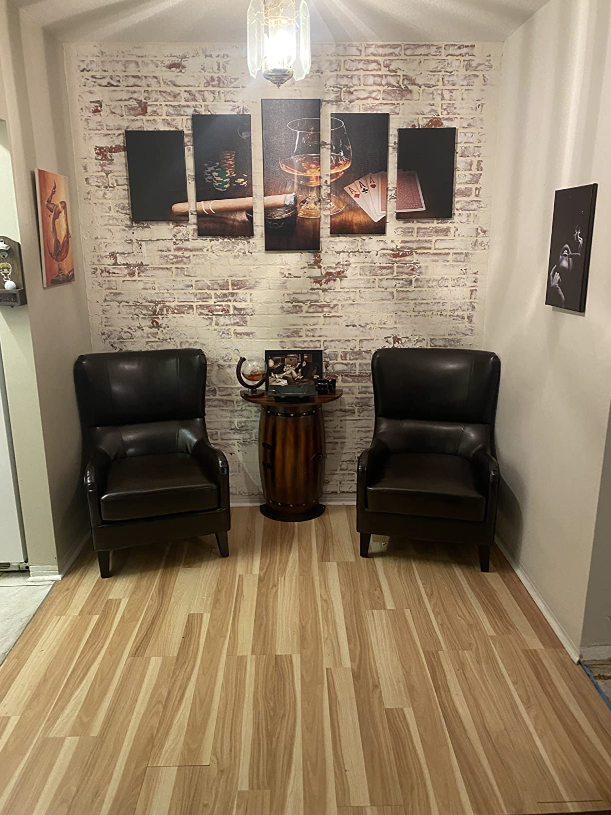 Vintiquewise Wooden Wine Barrel Console, Bar End Table Lockable Cabinet customer photo 2