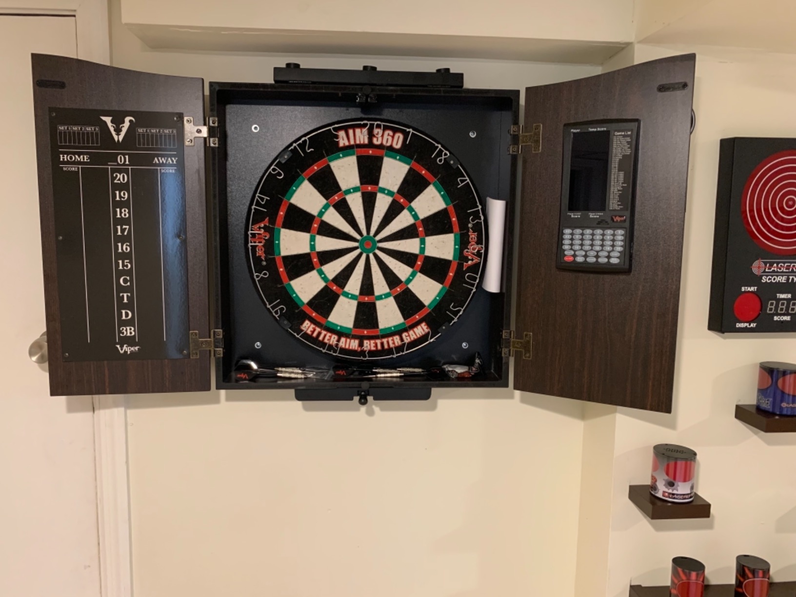 Viper Vault Deluxe Dartboard Cabinet with Integrated Pro Score and Cricket Scoreboard customer photo 2