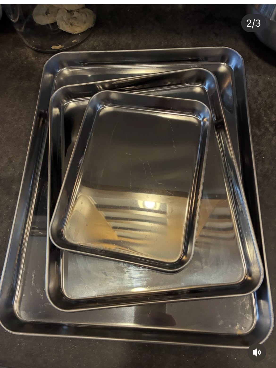 Wildone Baking Sheet Set of 3, Stainless Steel Cookie Sheet Cooking Sheet Pan for Baking & Roasting, 9/12/16 Inch, Non Toxic & Heavy Duty & Easy Clean customer photo 2