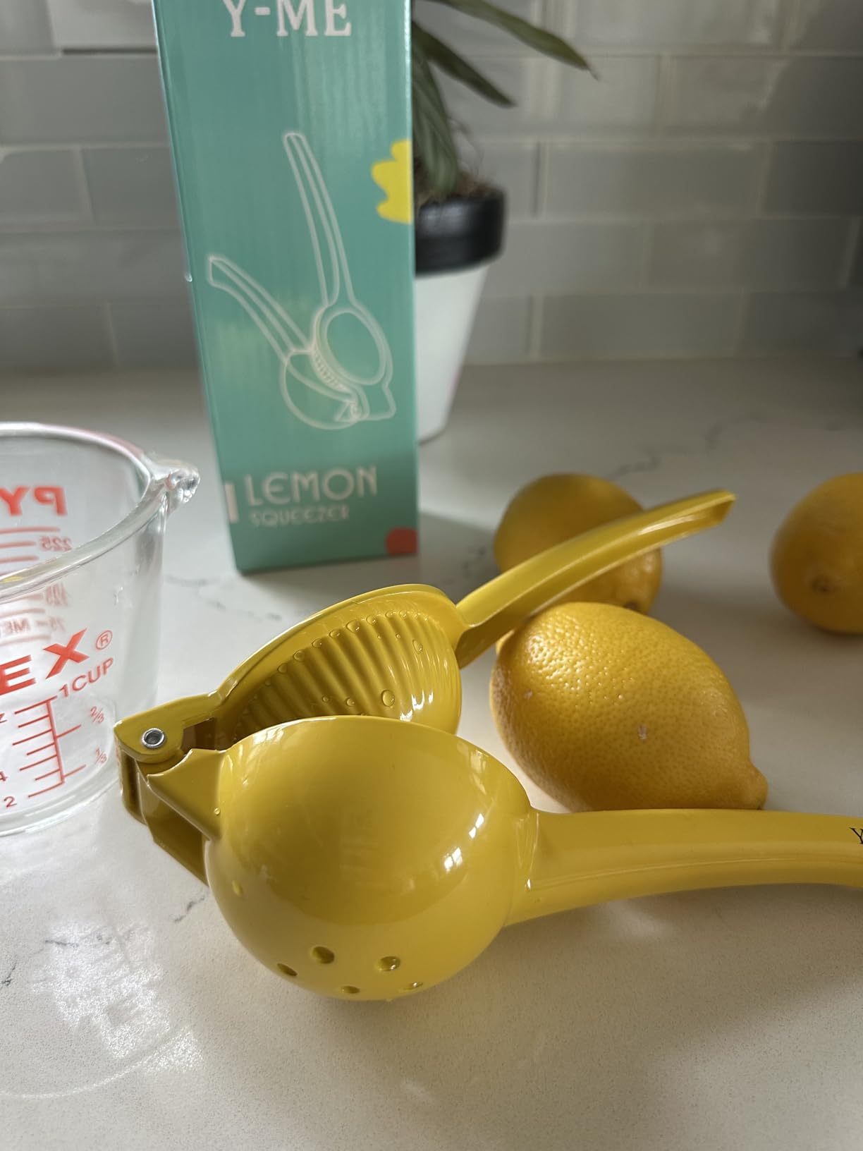 Manual Juicer Citrus Lemon Squeezer, Fruit Juicer Lime Press Metal, Professional Hand Juicer Kitchen Tool (Yellow) customer photo 1