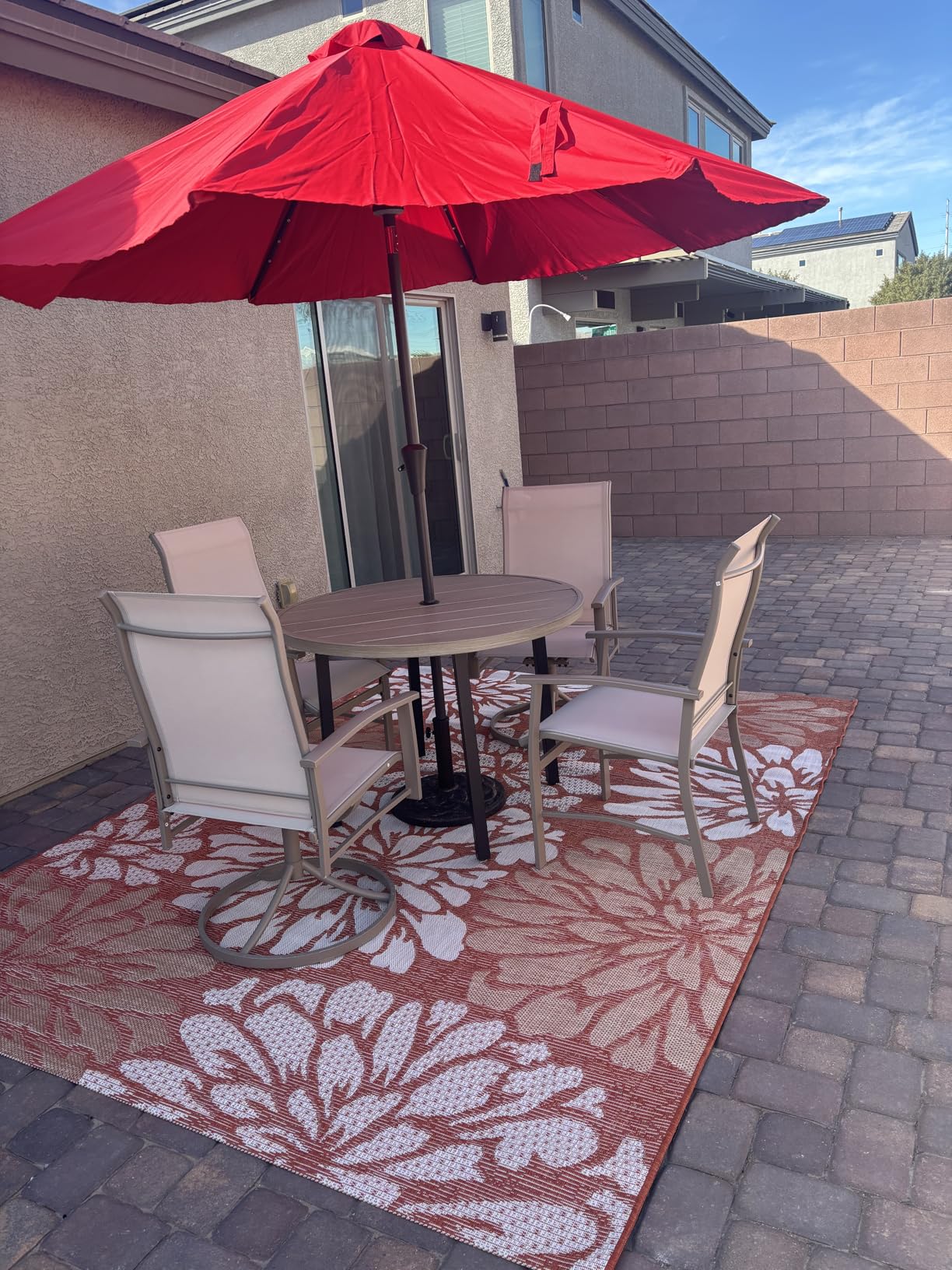 JONATHAN Y Floral Textured Weave Indoor Outdoor Area Rug 8X10 Navy/Aqua, Zinnia Modern for Backyard, Patio, Porch, Easy-Cleaning, High Traffic, Pet-Friendly, Non-Shedding (SMB110C-8) customer photo 1