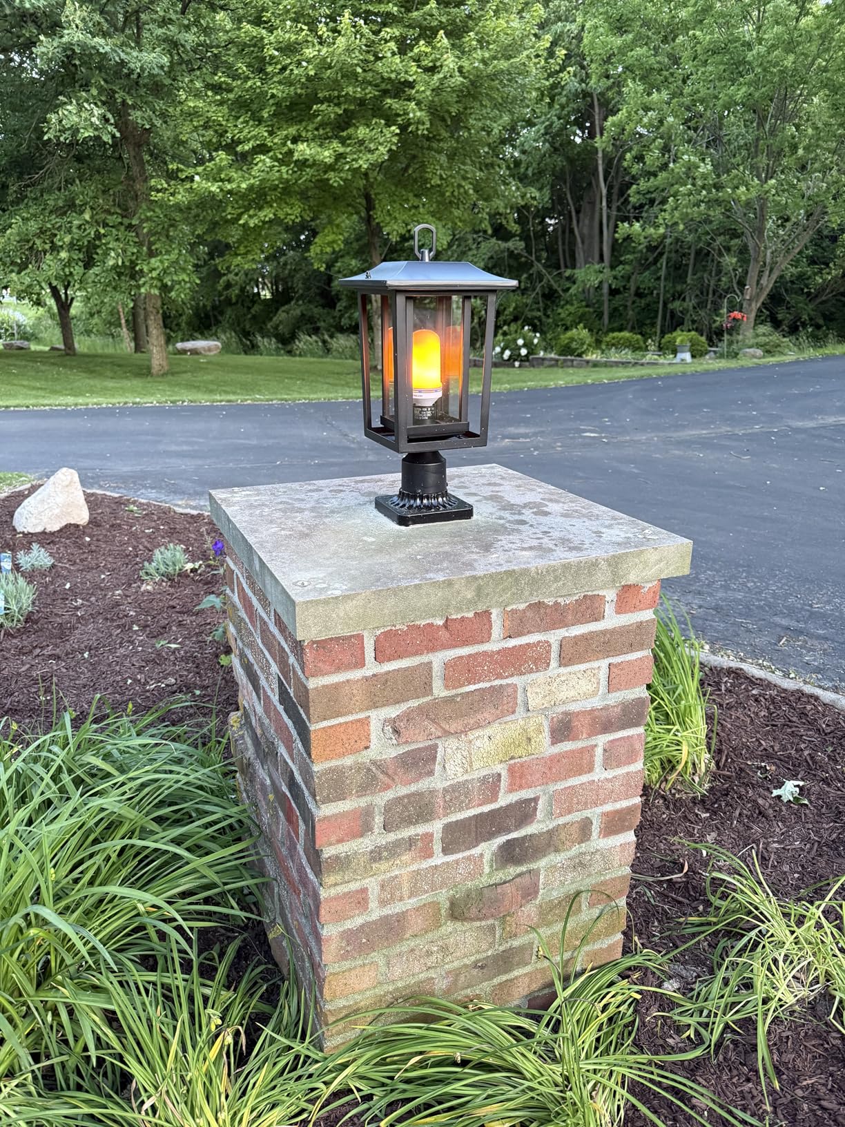 Beionxii Outdoor Post Lights, Large Exterior Lamp Post Light Fixture with Pier Mount Base, Black Cast Aluminum w/Clear Glass (19