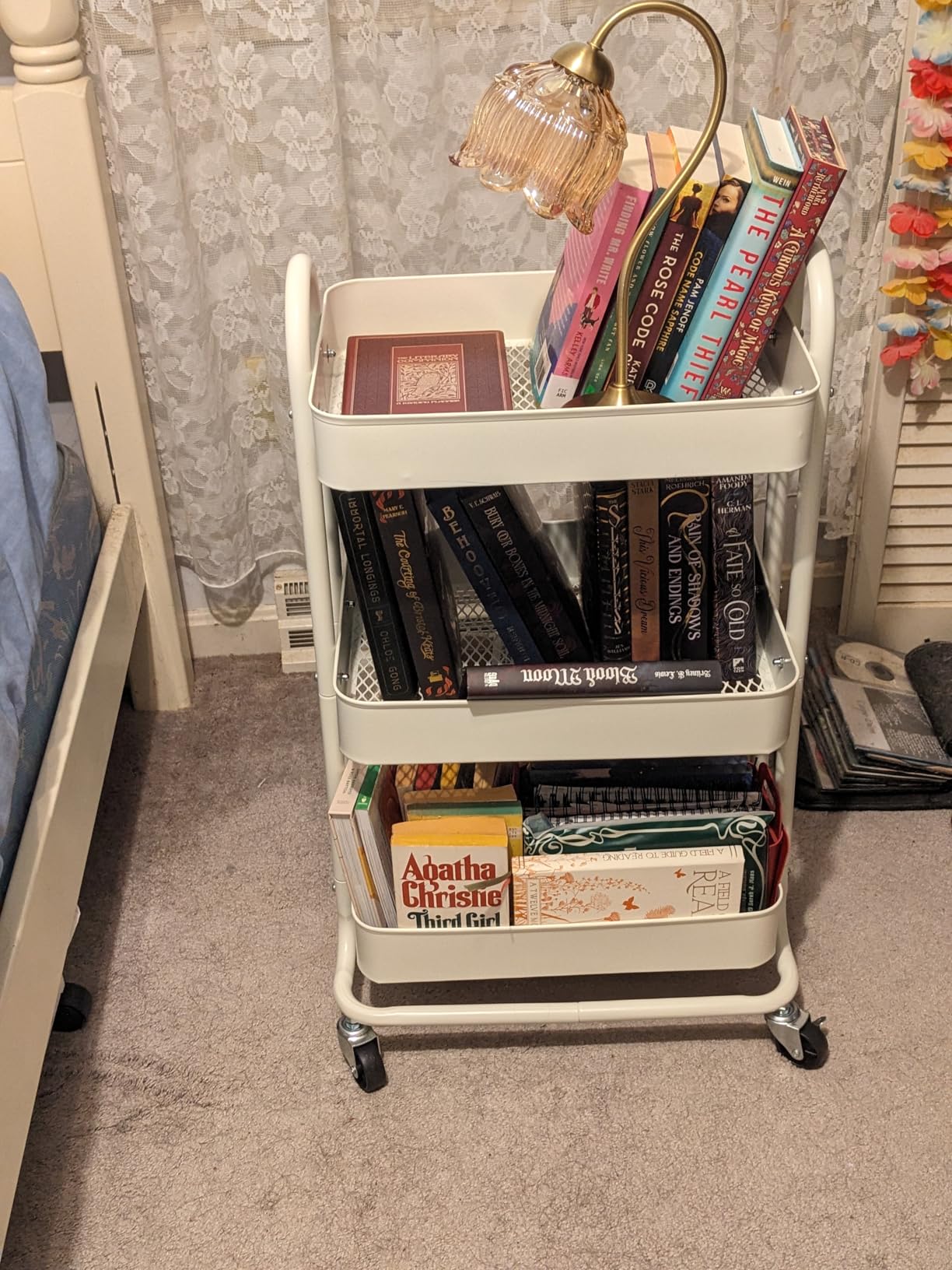 Amazon Basics 3-Tier Rolling Utility Cart, Storage Organizer, Lockable Wheels, Multifunctional Storage, Portable Mobile Shelving Unit, White customer photo 1