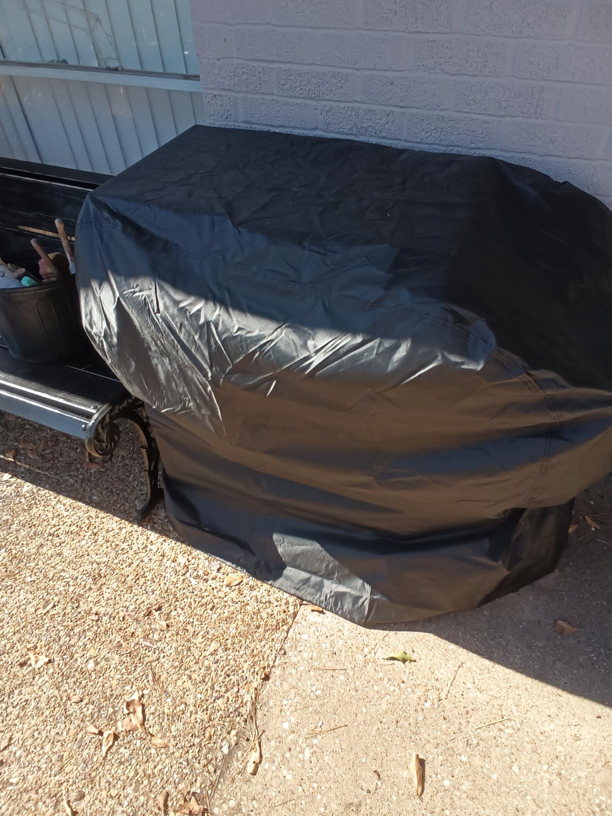 Grill Cover, 58 inch BBQ Gas Grill Cover for Outdoor Grill, Waterproof, Anti-UV, Rip-Proof, Fade Resistant Material, Barbecue Cover with Hook-and-Loop Straps & Adjustable Hem Drawstring, Black customer photo 1