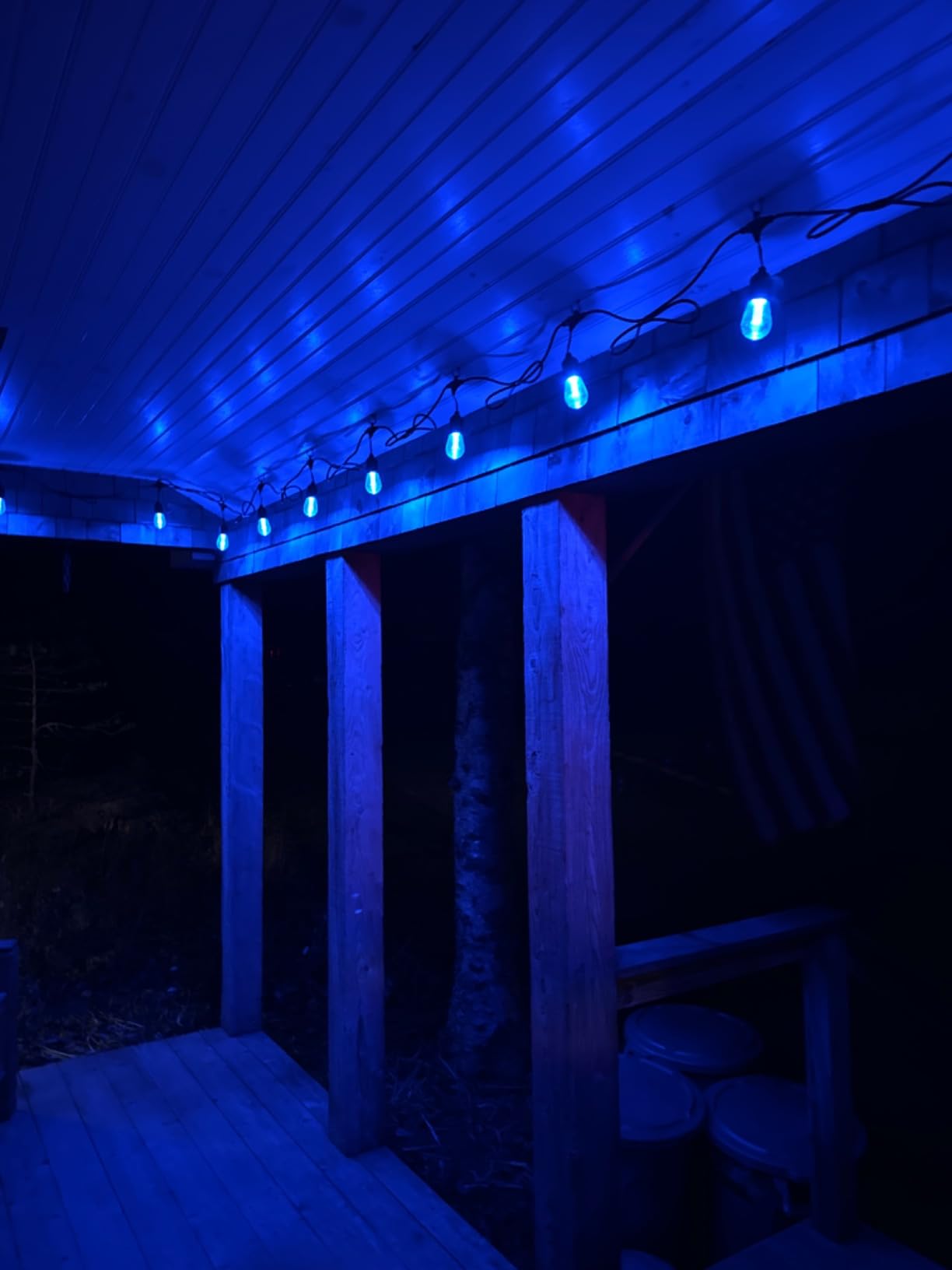 Mlambert 48FT Outdoor Patio Lights Waterproof Dimmable with Remote, RGB Cafe LED String Light with 15 Shatterproof Bulbs for Bistro Party-Black 1 Pack customer photo 2