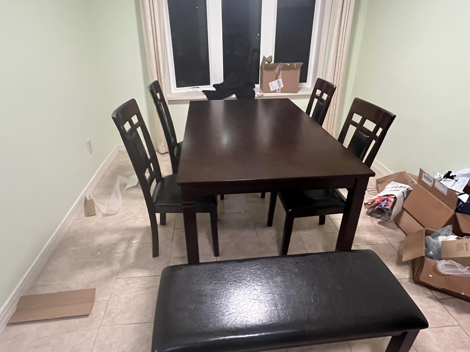 Signature Design by Ashley Bridson Dining Table Set For 6 With Bench, Wood 6-Piece Kitchen Table And Chairs With Upholstered Seats, Transitional Charcoal Gray Dining Room Collection For Family Meals customer photo 2