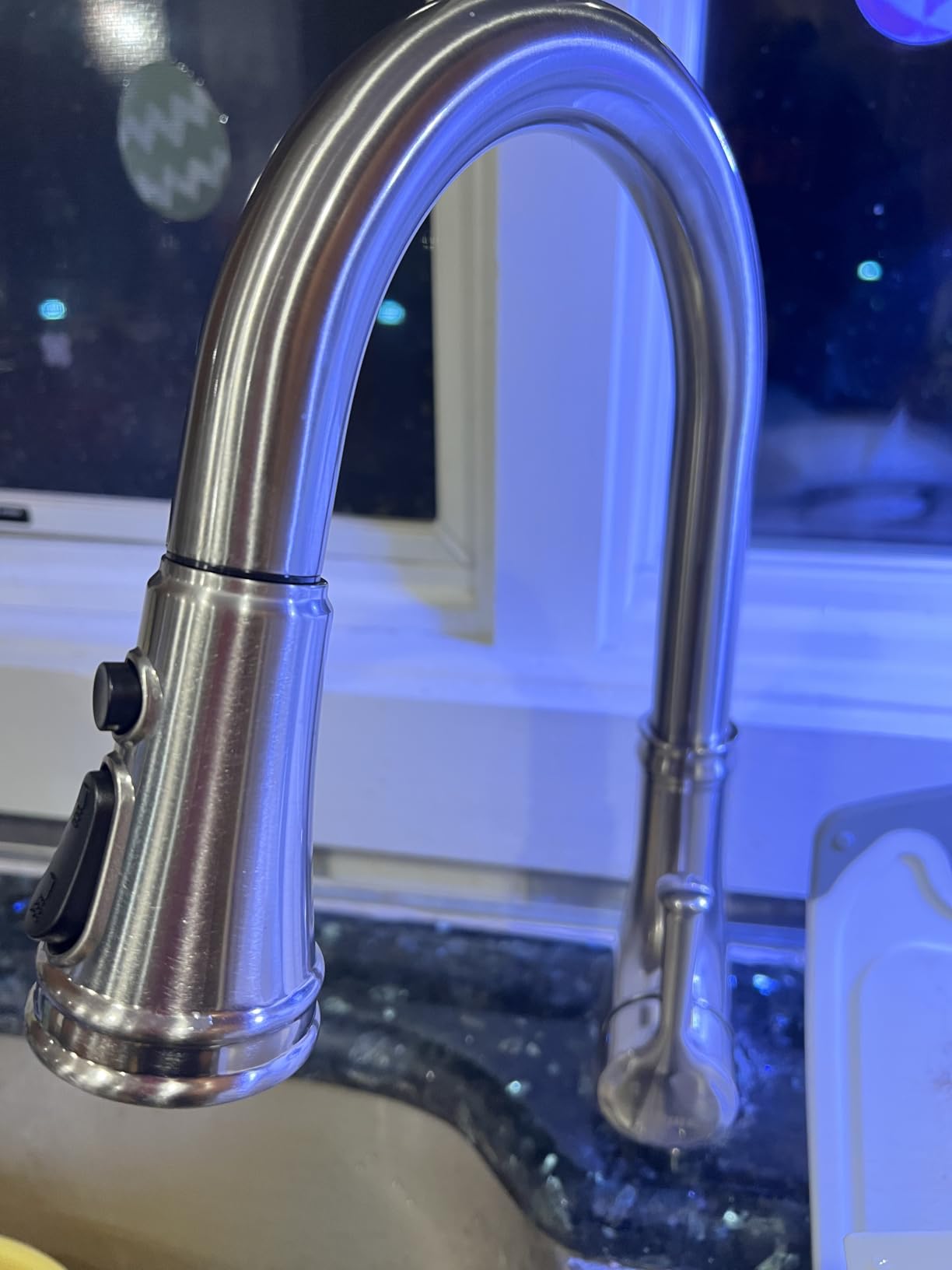 WEWE Vintage Kitchen Faucet with Pull Down Sprayer, Stainless Steel 1 or 3 Hole High Arc Single Handle Antique Sink Faucet for Classic Modern Ktichen, Brushed Nickel Bar & Prep Sinks customer photo 2