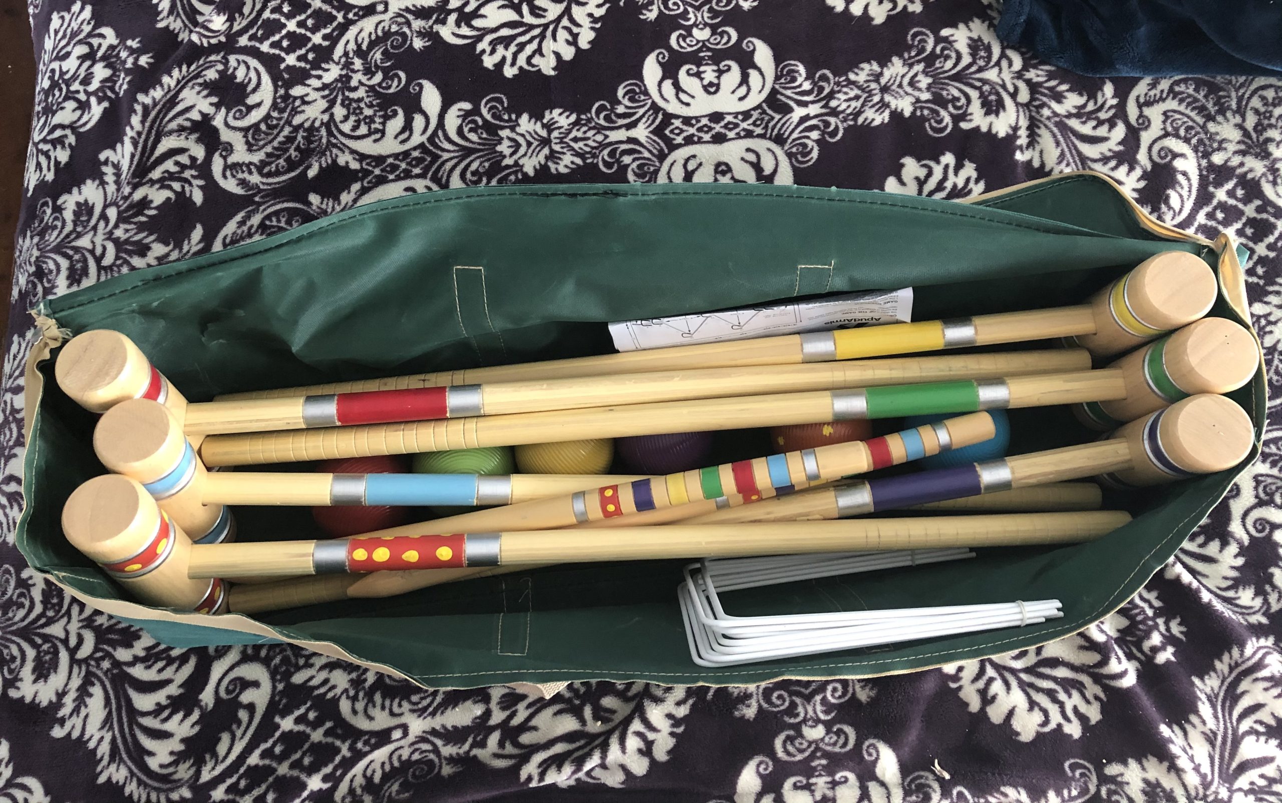 ApudArmis Six Player Croquet Set with Premiun Rubber Wooden Mallets 28In customer photo 1