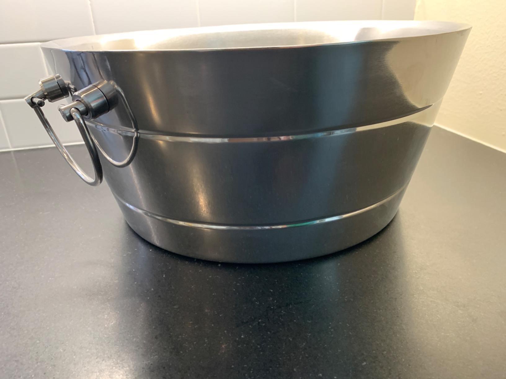 BREKX Stainless Steel Ice Bucket for Parties, Double Wall Insulated Anchored Brushed Drink Tub & Wine Bucket with Double Hinged Handles, Drink Chiller for Parties, 12QT (3 Gallon) customer photo 2