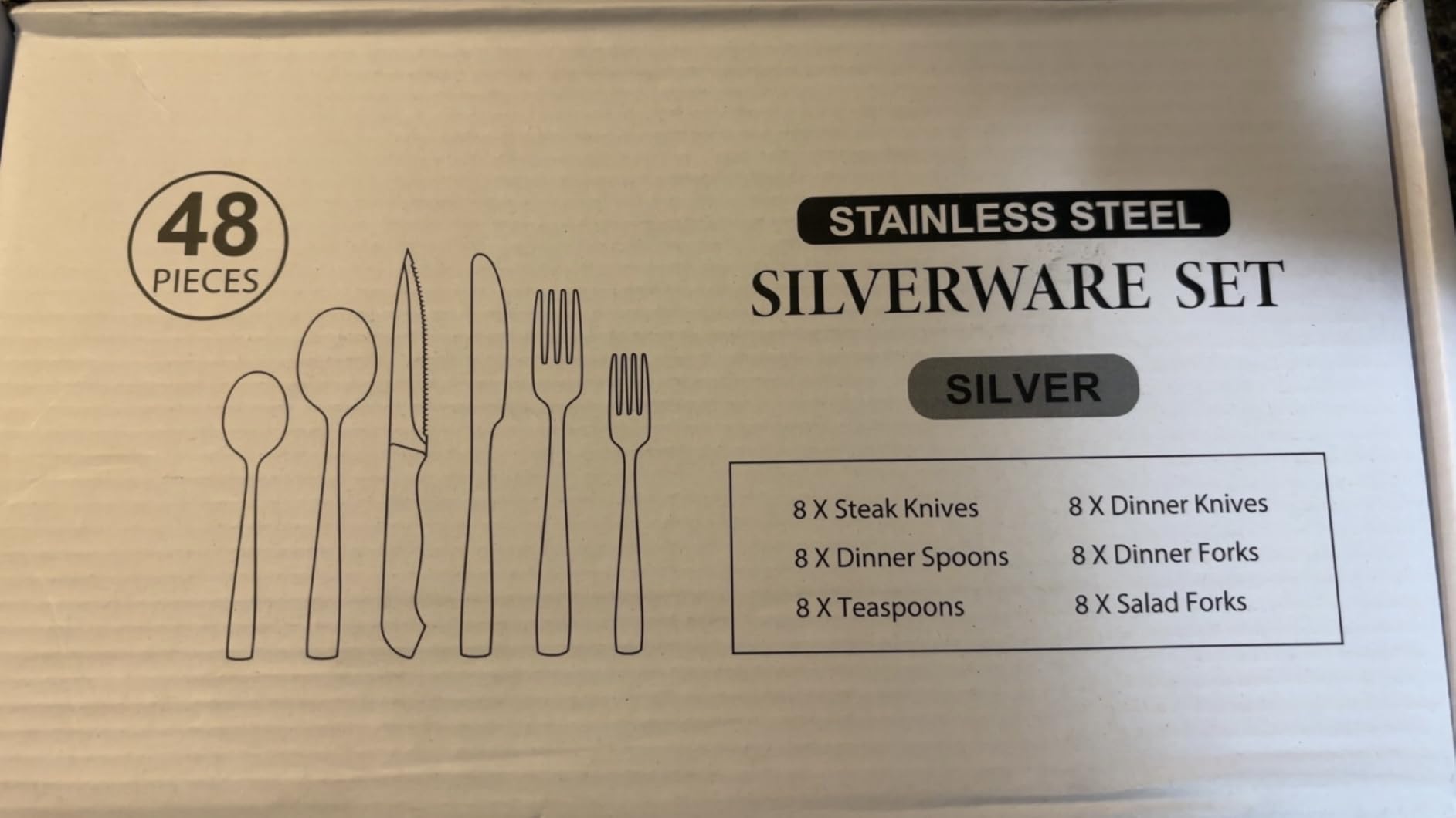 HIWARE 48-Piece Silverware Set with Steak Knives for 8, 18/8 Stainless Steel Flatware Cutlery Set For Home Kitchen Restaurant Hotel, Kitchen Utensils Set, Mirror Polished, Dishwasher Safe customer photo 1