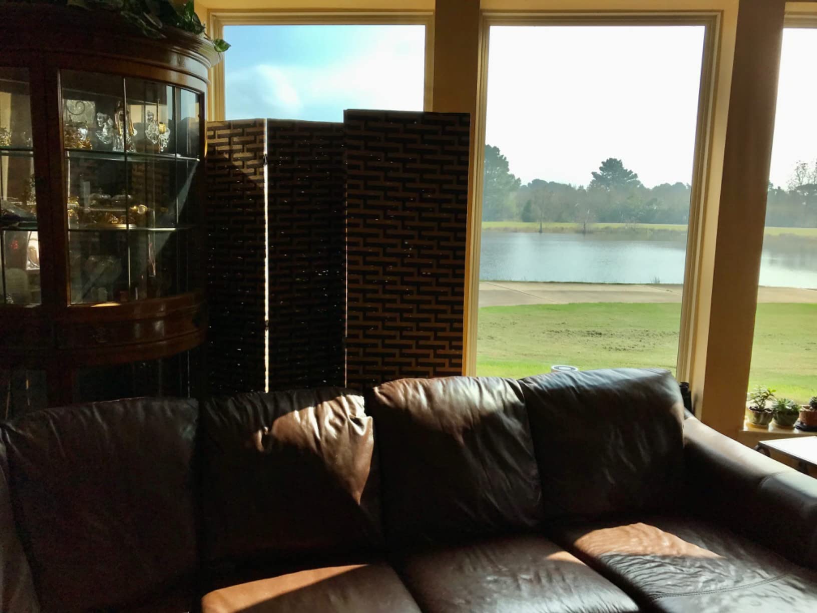 Dkeli 4 Panel Wood Mesh Room Divider 6 ft Foldable Portable Room Separating Divider Handwork Wood Mesh Woven Design Room Divider Wall customer photo 1