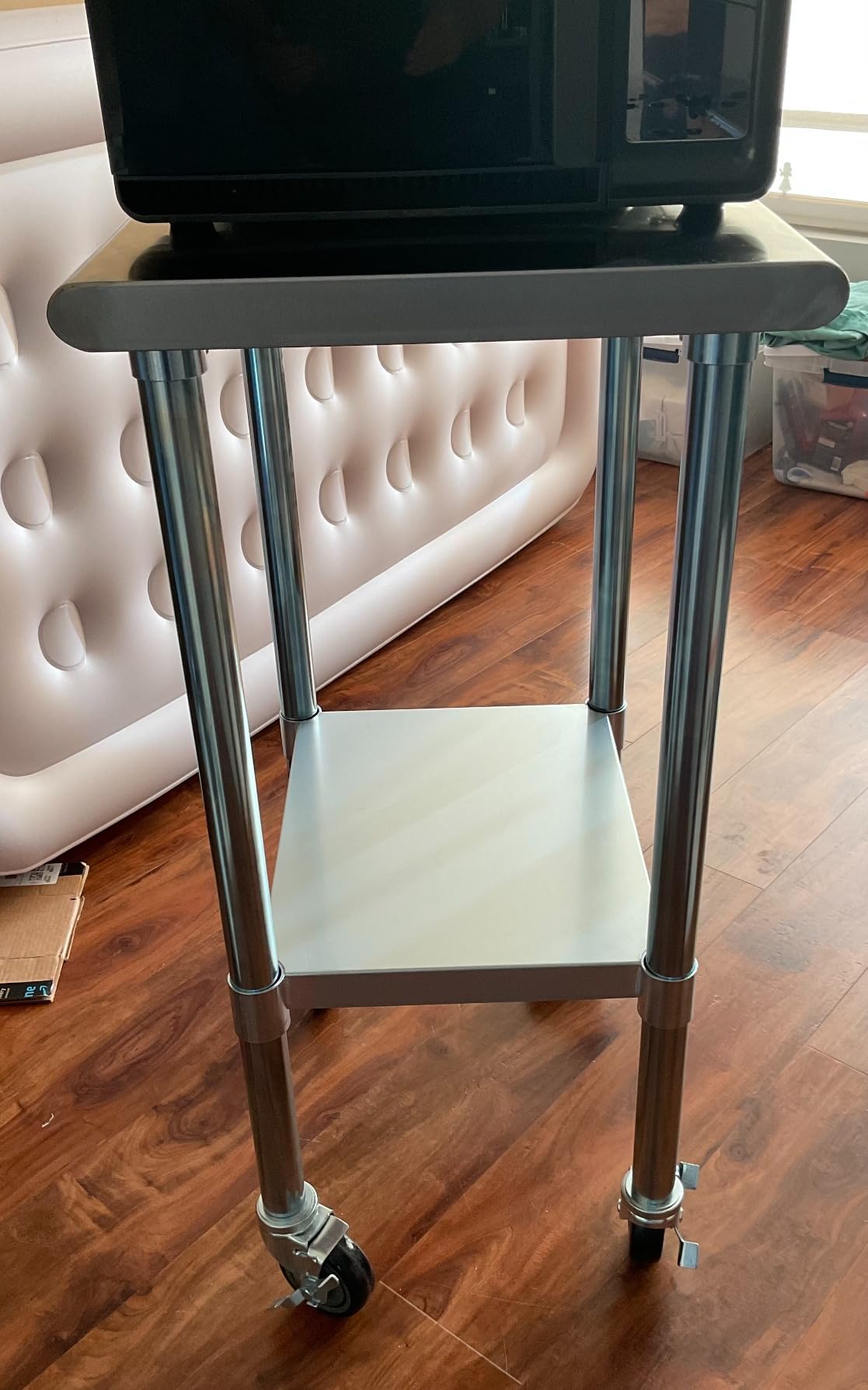 ROCKPOINT Stainless Steel Table for Prep & Work with Caster Wheels 24x48 Inches, NSF Metal Commercial Kitchen Heavy Duty Table with Adjustable Under Shelf and Table Foot for Restaurant, Home and Hotel customer photo 1