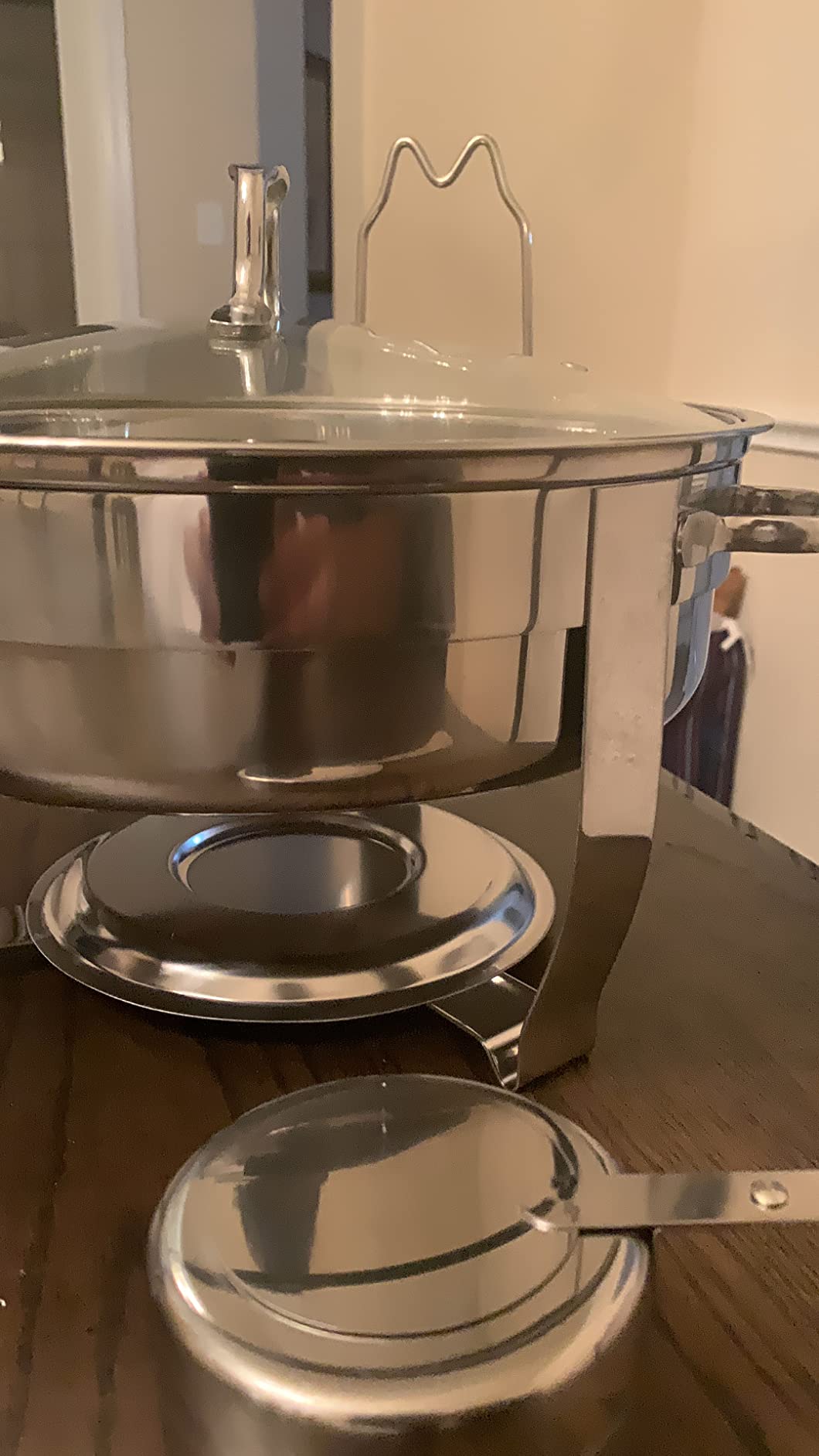 Chafing Dish for Buffet Set, by Kook, Catering Food Warmers, Round Dishes, Warmer Tray, Stainless Steel with Glass Cover and Holder, for Parties, Dinners, 4.5 Qt customer photo 1